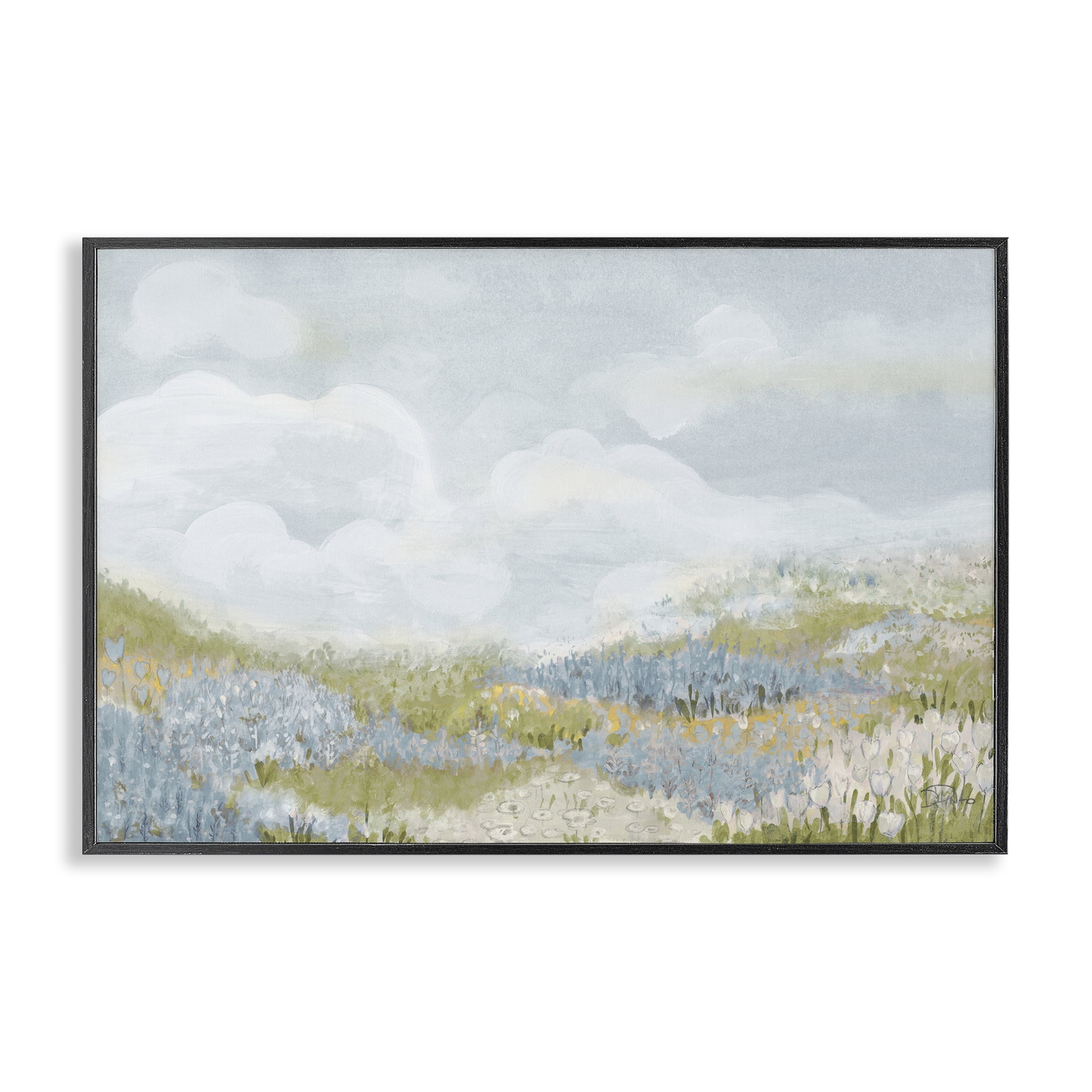 Stupell Industries Blue Floral Meadow Black Framed Giclee Art, design by Patricia Pinto