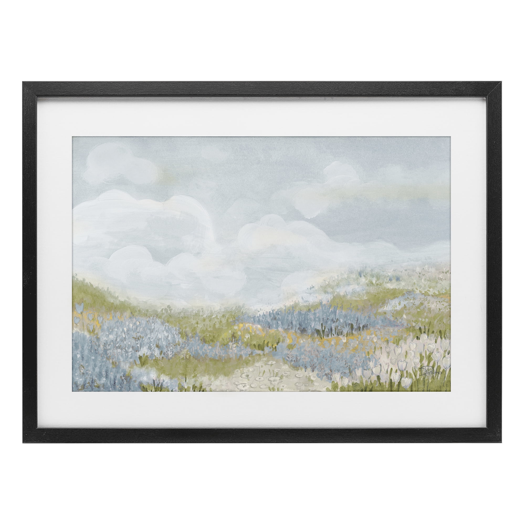 Stupell Industries Blue Floral Meadow Black Framed Print Under Glass, design by Patricia Pinto