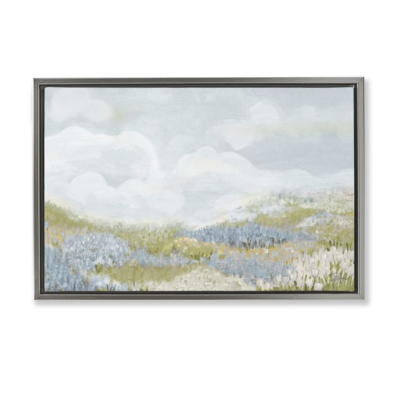 Stupell Industries Traditional Blue Floral Meadow Gray Floating Frame Canvas Art, 25 x 17, by Patricia Pinto