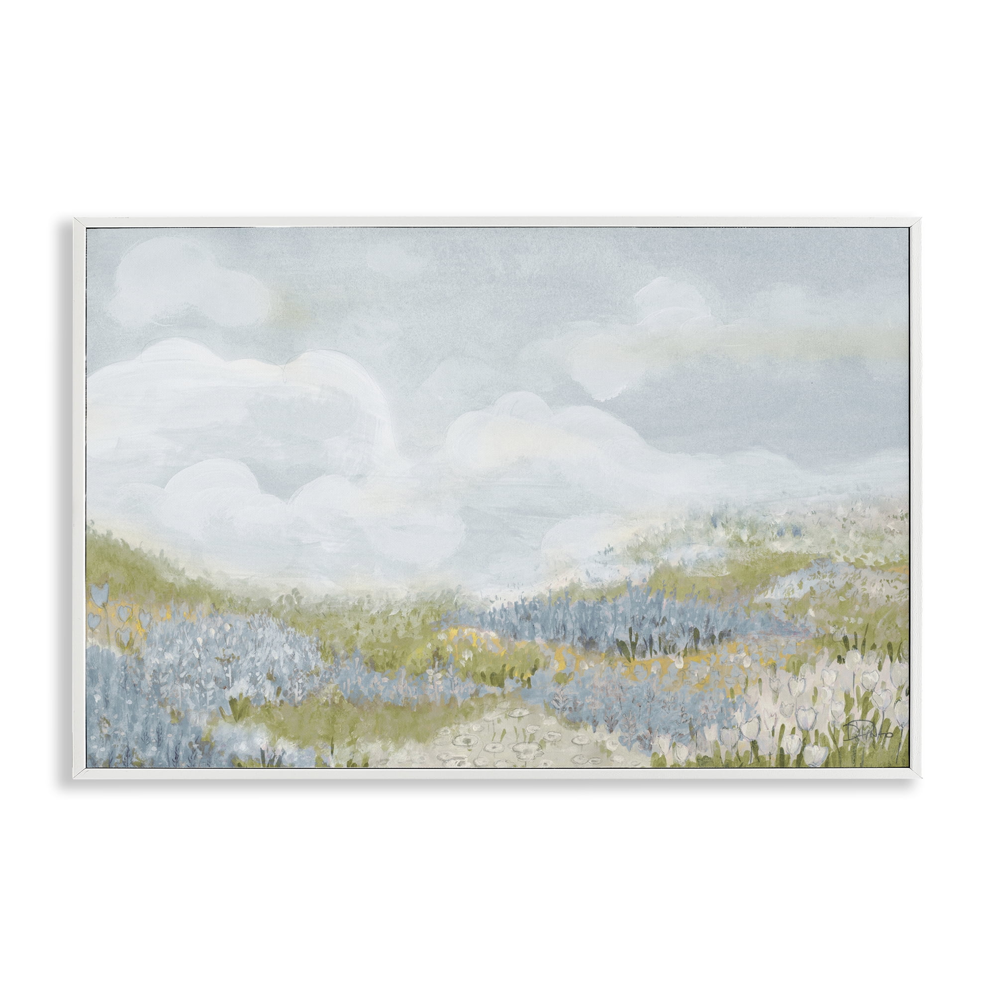 Stupell Industries Blue Floral Meadow White Framed Giclee Art, design by Patricia Pinto