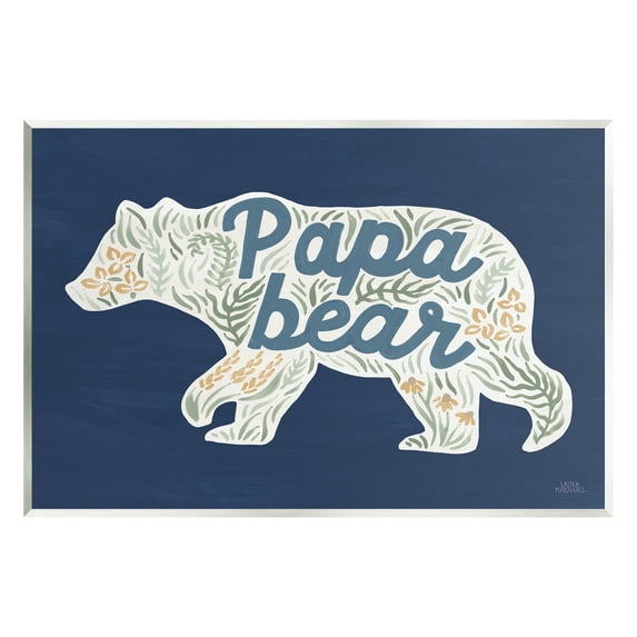 Stupell Industries Blue Floral Papa Bear Botanical & Floral Painting Unframed Art Print Wall Art, 15 x 10