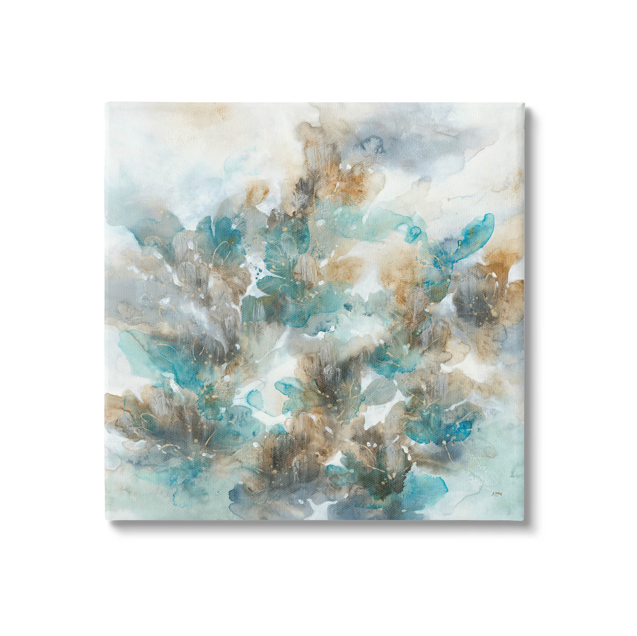 Stupell Industries Blue Floral Petals Abstract Painting Gallery Wrapped Canvas Print Wall Art, Design by K. Nari