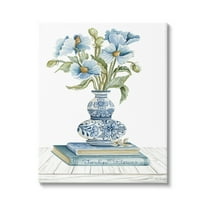Stupell Industries Blue Flower Arrangement Ornate Pottery Still Life Painting Gallery Wrapped Canvas Print Wall Art, Design by Cindy Jacobs