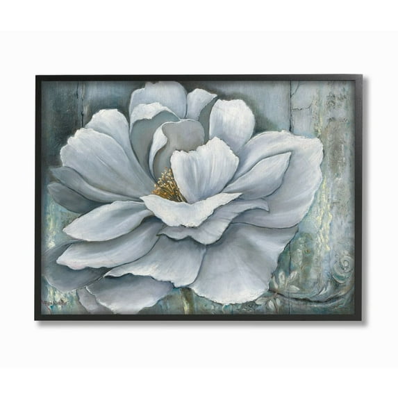 Stupell Industries Blue Flower Bloom Painting Black Framed Art Print Wall Art, 16x20, by Heinz Scholnhammer