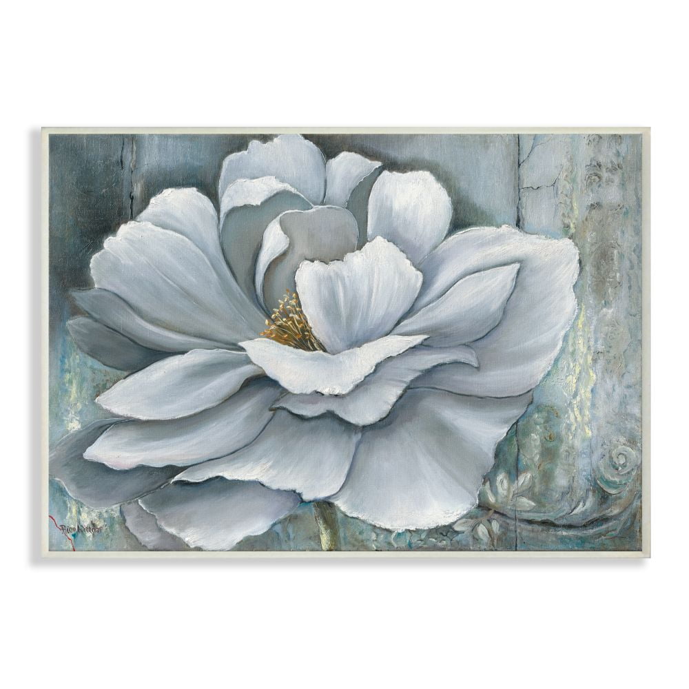 Stupell Industries Blue Flower Bloom Painting Wall Plaque by Heinz Scholnhammer