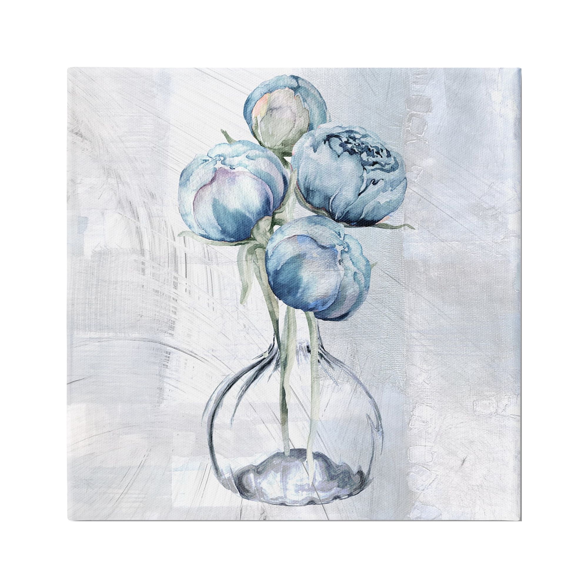 Stupell Industries Blue Flower Bulb Glass Vase Rustic Plastered Pattern Canvas Wall Art, 36 x 36, Design by Mindy Sommers