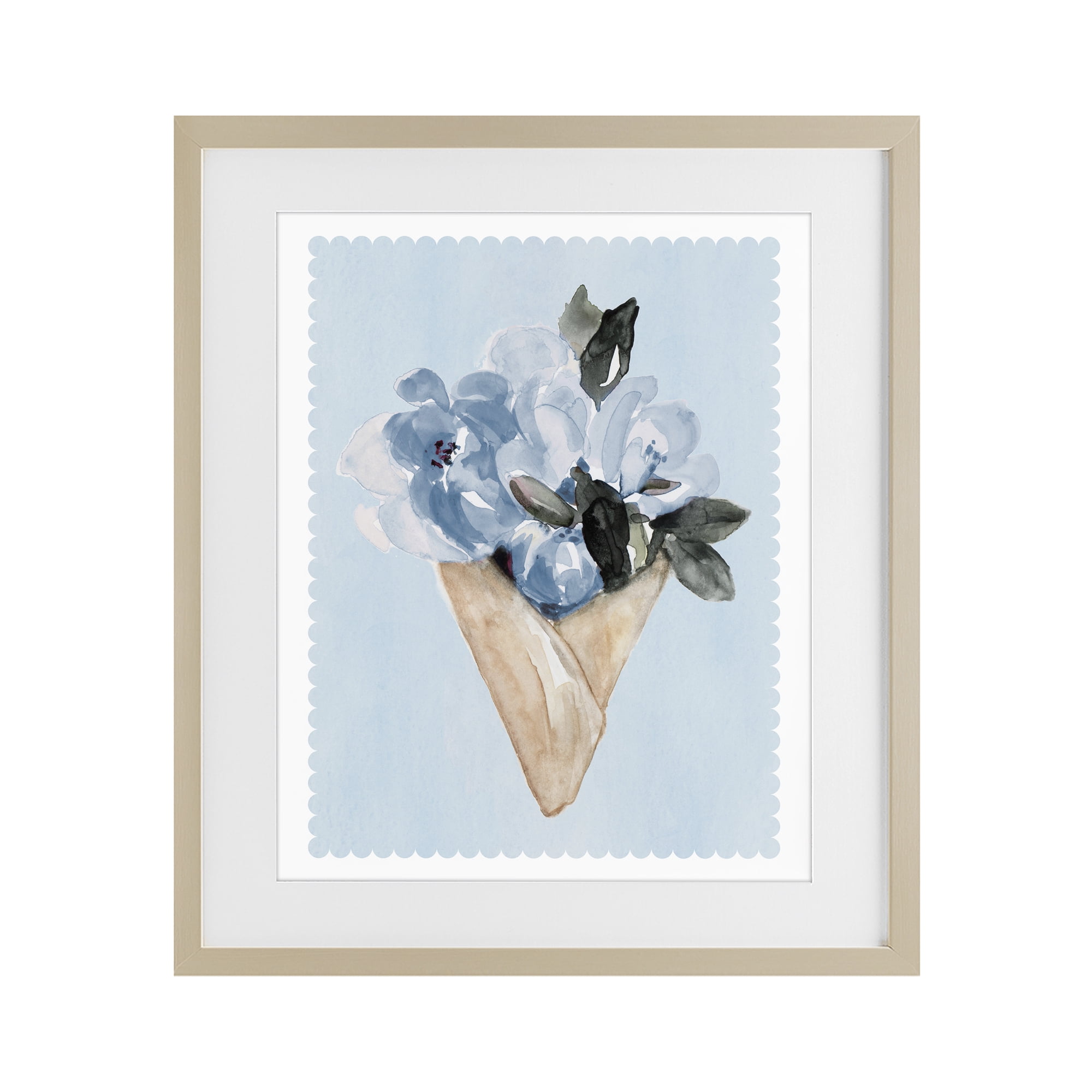 Stupell Industries Blue Flower Gift Bouquet Birch Framed Print Under Glass, design by Elizabeth Medley