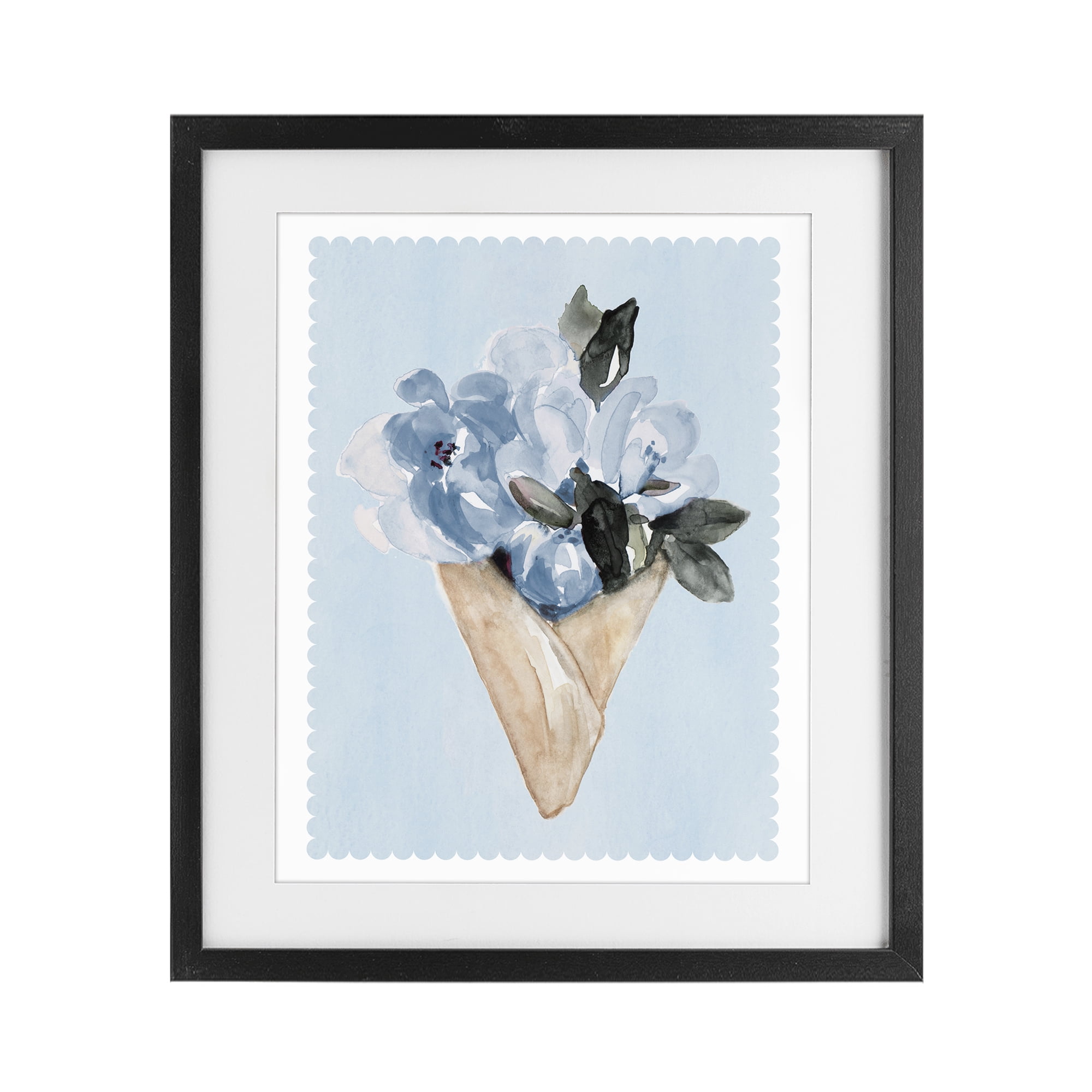 Stupell Industries Blue Flower Gift Bouquet Black Framed Print Under Glass, design by Elizabeth Medley