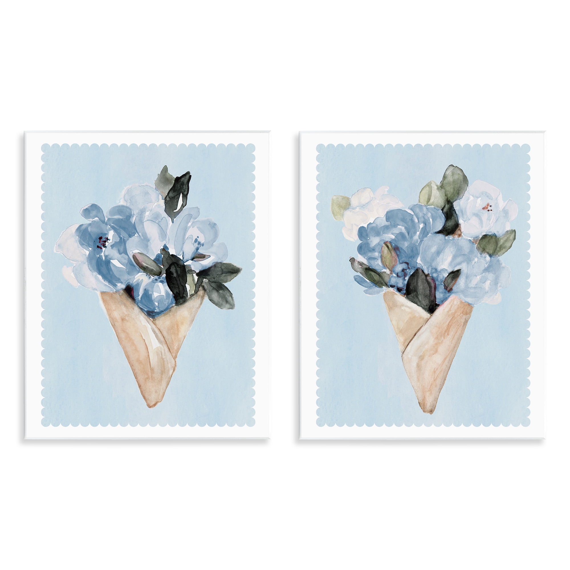 Stupell Industries Blue Flower Gift Bouquets 2 Piece Wall Plaque Art Set, design by Lanie Loreth