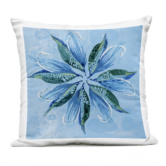Stupell Industries Blue Flower Shape Design Design by Liz Jardine Outdoor Printed Pillow