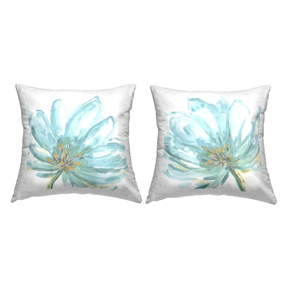 Stupell Industries Blue Flowers Abstraction 2 Piece Decorative Printed Throw Pillow Set, 18 x 18