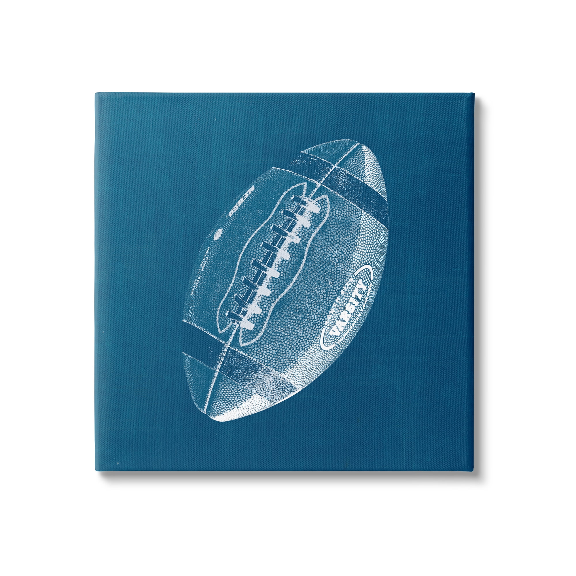 Stupell Industries Blue Football Blueprint Sports Painting Gallery Wrapped Canvas Print Wall Art, 36 x 36