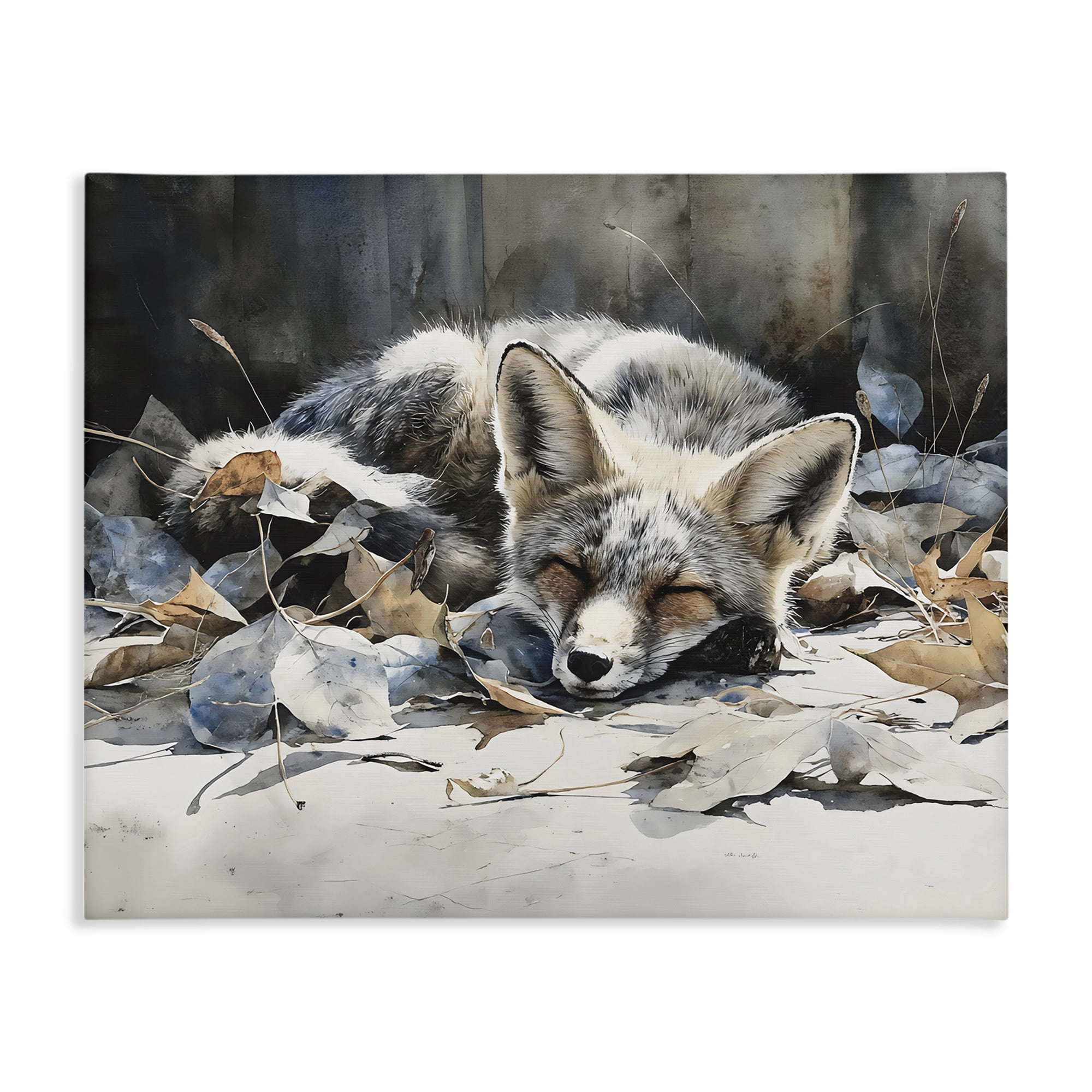 Stupell Industries Blue Fox Resting Among Leaves Canvas Wall Art, design by Franklyn Gregory