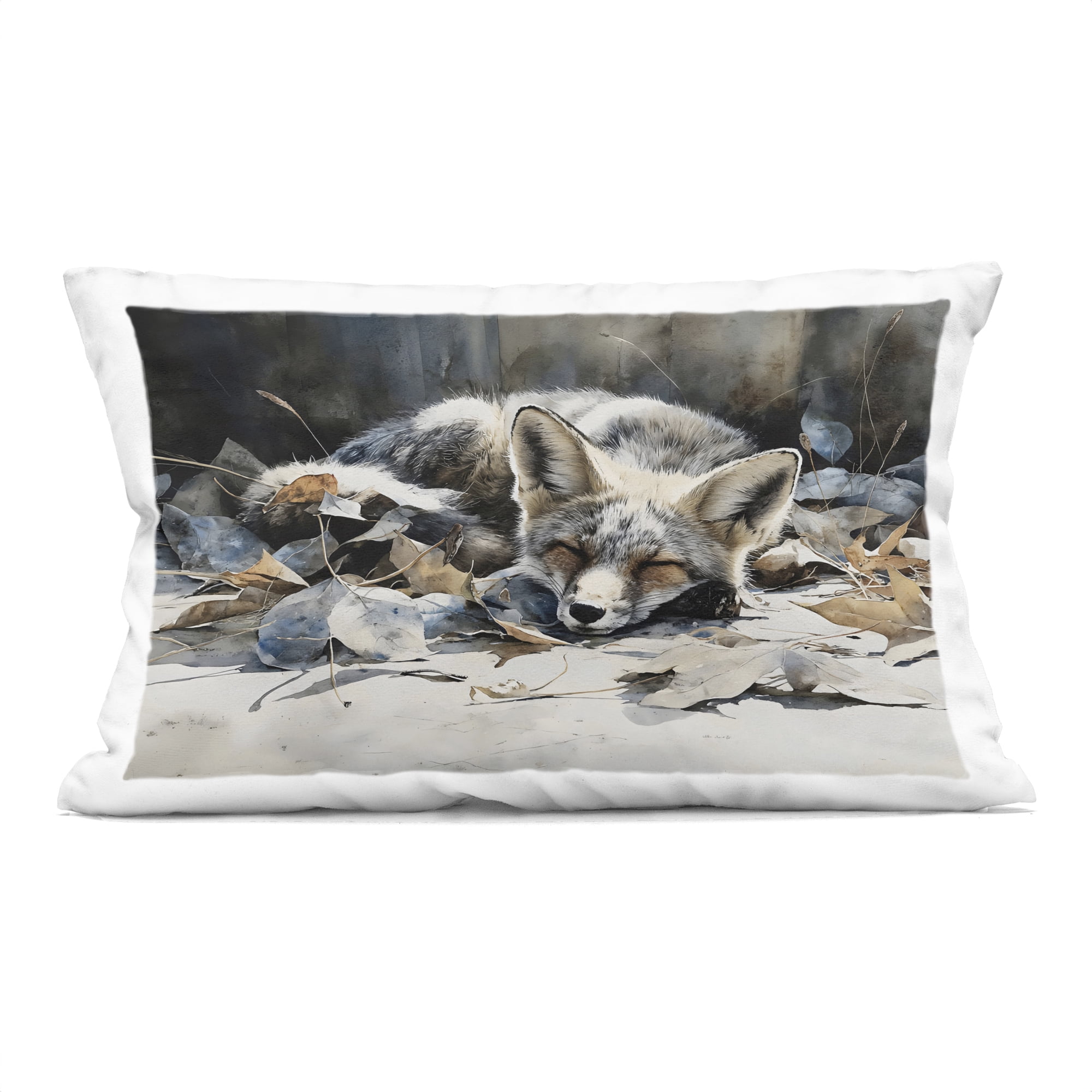 Stupell Industries Blue Fox Resting Among Leaves Decorative Printed Throw Pillow, design by Franklyn Gregory, 14 x 7 x 20
