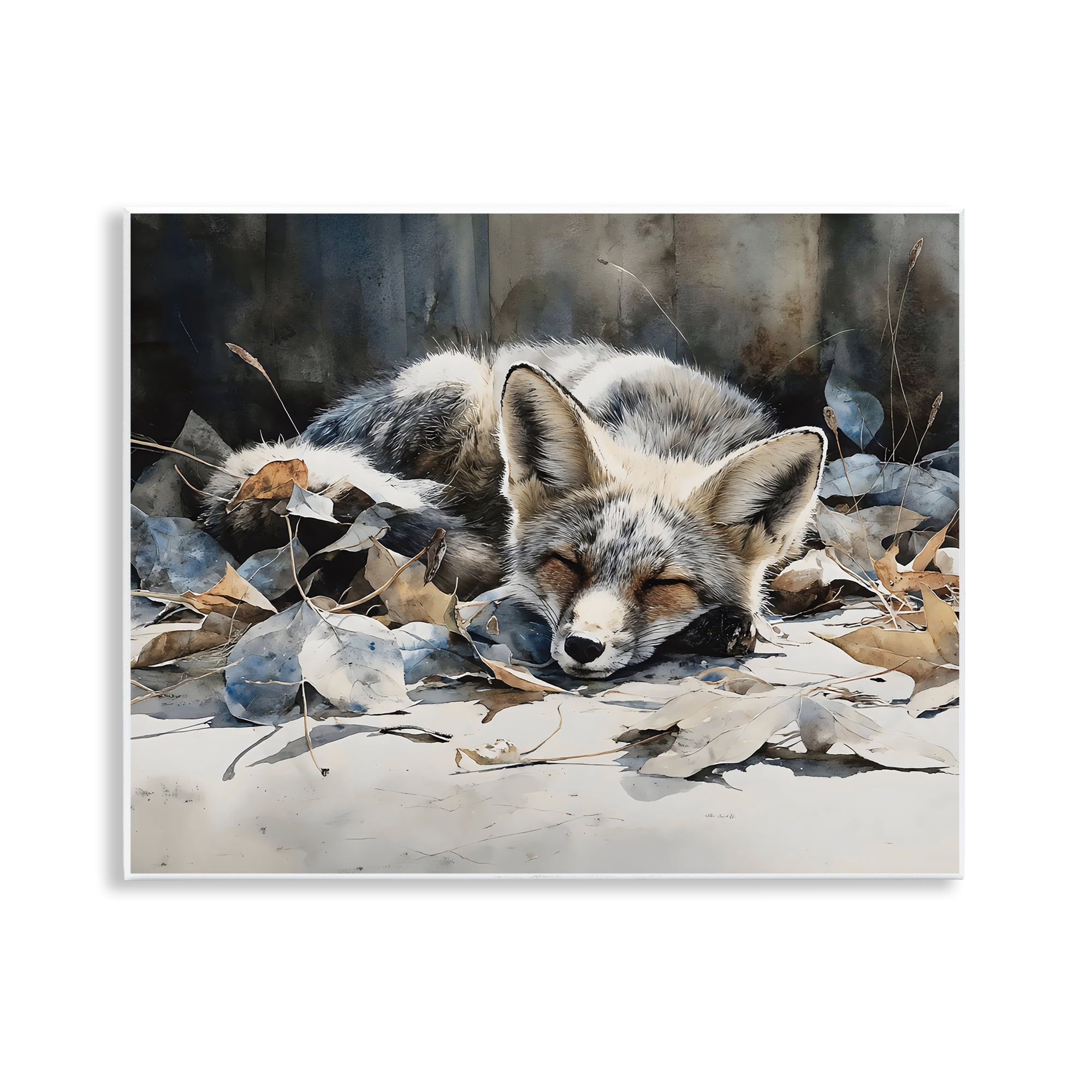 Stupell Industries Blue Fox Resting Among Leaves Wall Plaque Art, design by Franklyn Gregory