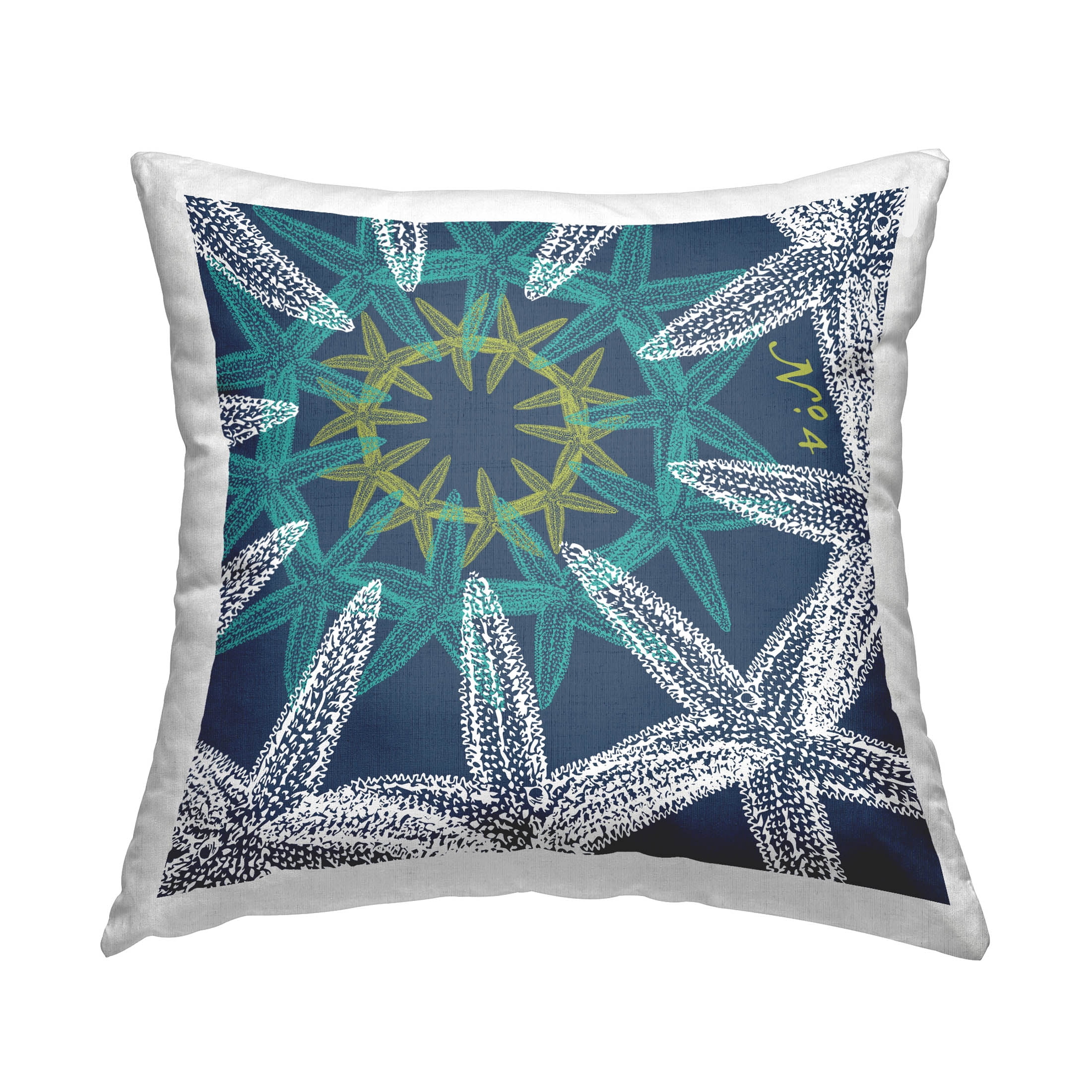 Stupell Industries Blue Fractal Starfish Sea Life Printed Throw Pillow Design by Geoff Tygert