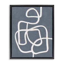 Stupell Industries Blue Freeflow Line Abstract Painting Black Floater Framed Canvas Art Print Wall Art, 17 x 21
