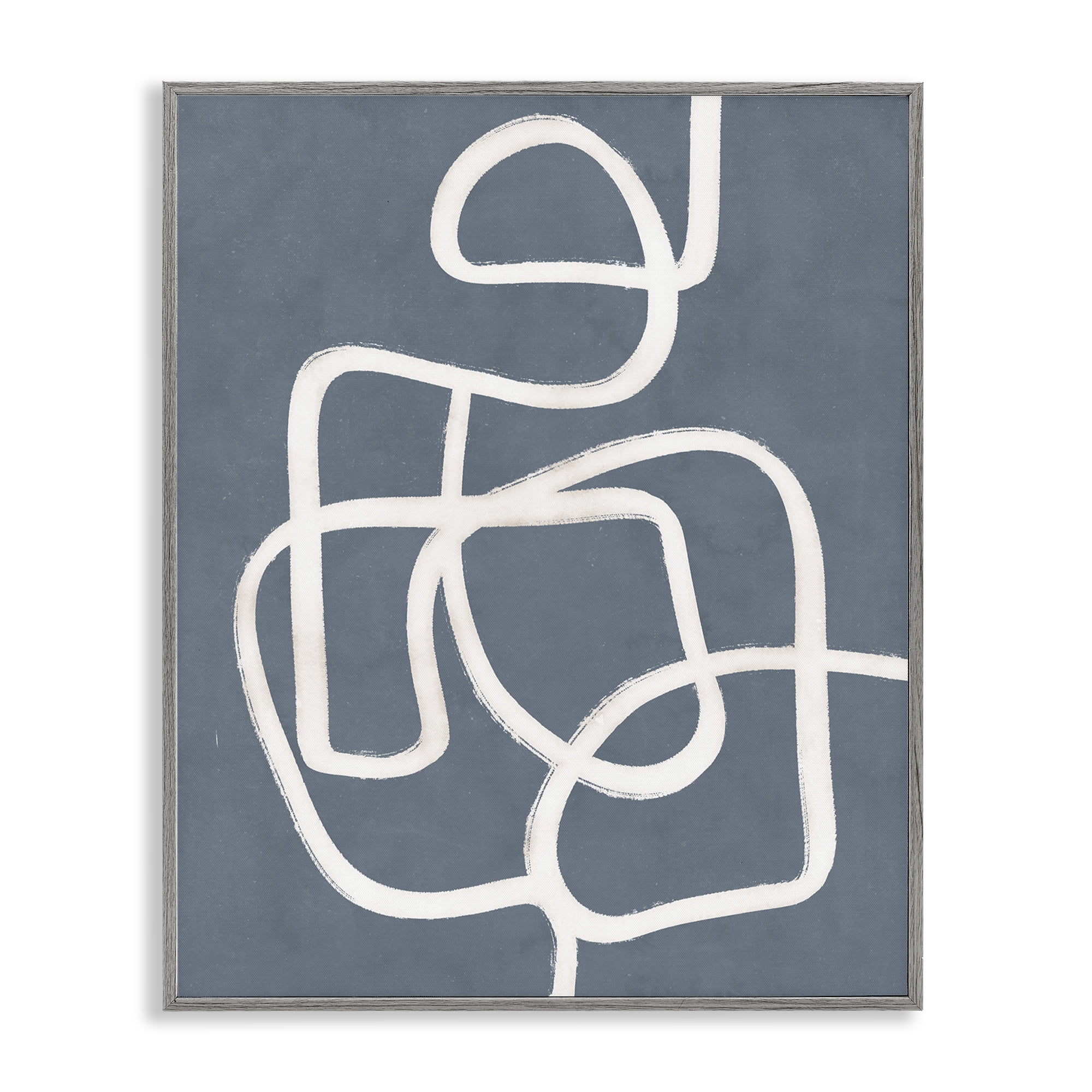 Stupell Industries Blue Freeflow Line Abstract Painting Gray Framed Art Print Wall Art, 16 x 20