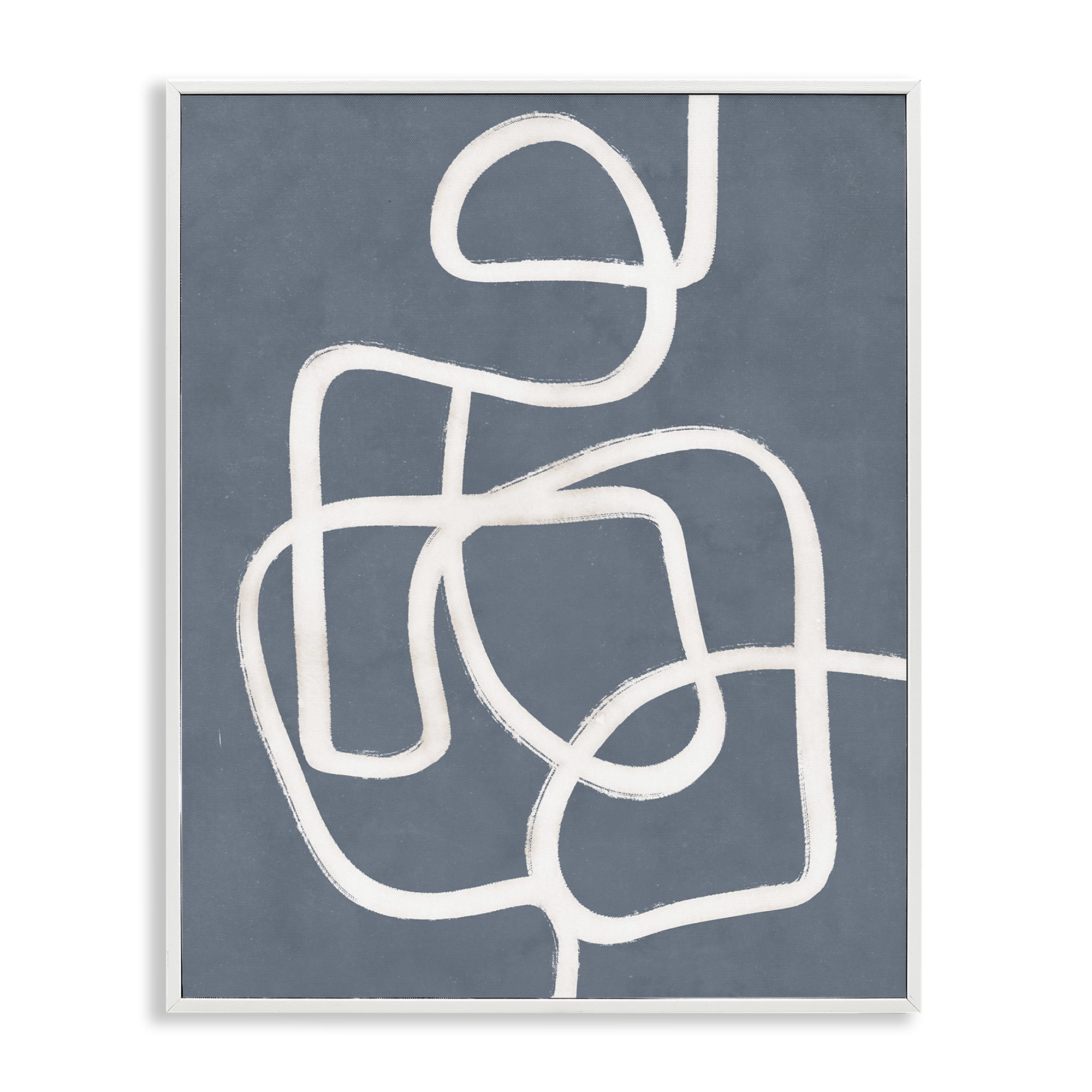 Stupell Industries Blue Freeflow Line Abstract Painting White Framed Art Print Wall Art, 16 x 20