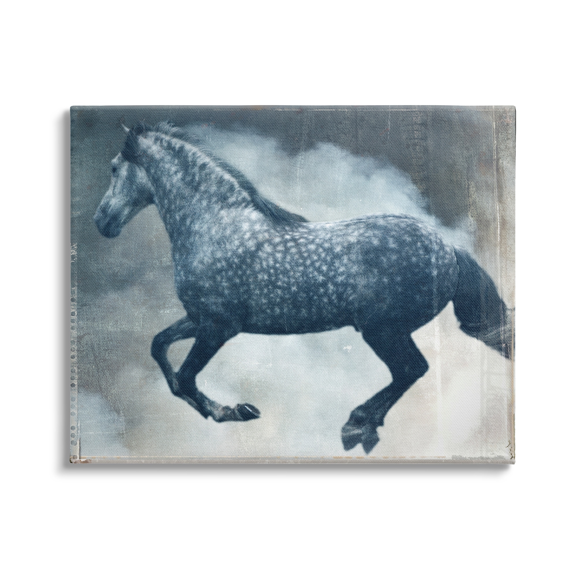 Stupell Industries Blue Galloping Horse Vintage Animals & Insects Painting Gallery Wrapped Canvas Print Wall Art