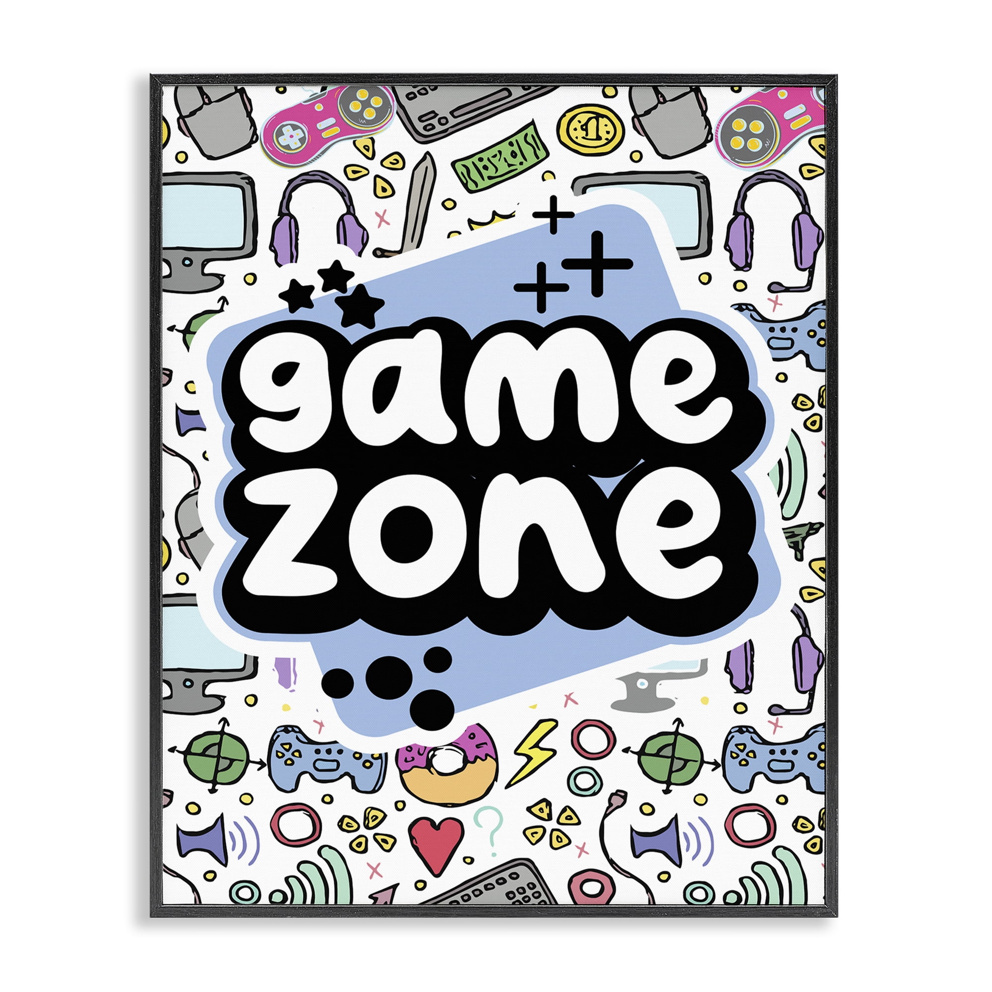 Stupell Industries Blue Game Zone Entertainment Painting Black Framed Art Print Wall Art, 16 x 20