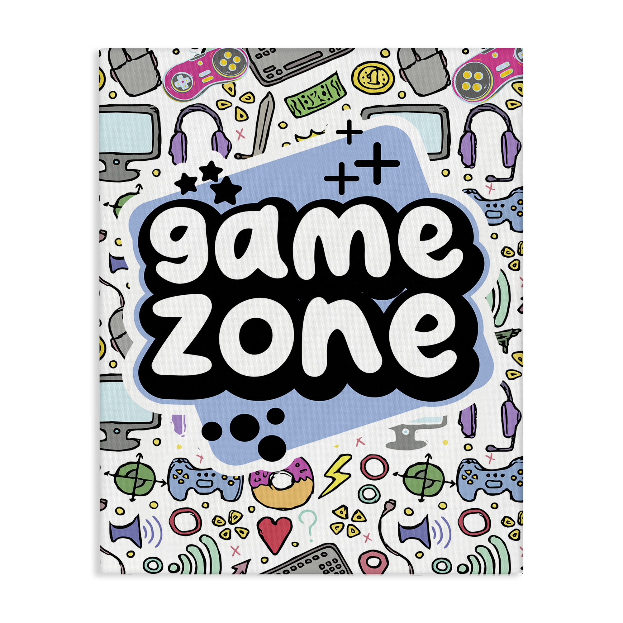 Stupell Industries Blue Game Zone Entertainment Painting Wrapped Canvas Art Print Wall Art, 24 x 30