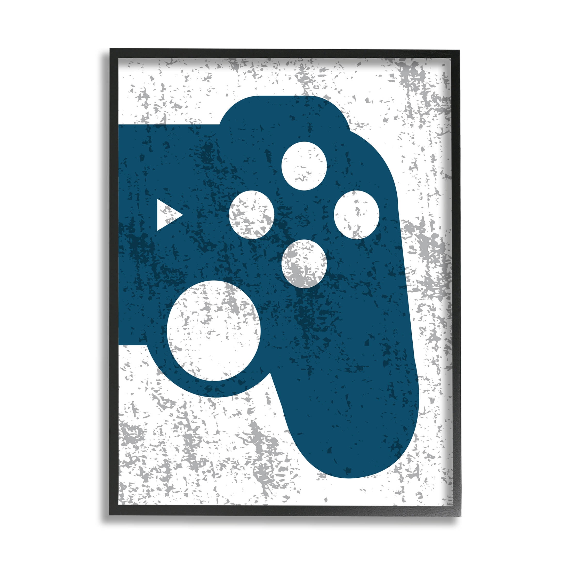 Stupell Industries Blue Gaming Controller Shape Graphic Art Black Framed Art Print Wall Art, Design by Kim Allen