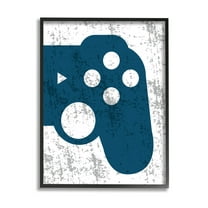 Stupell Industries Blue Gaming Controller Shape Graphic Art Black Framed Art Print Wall Art, Design by Kim Allen
