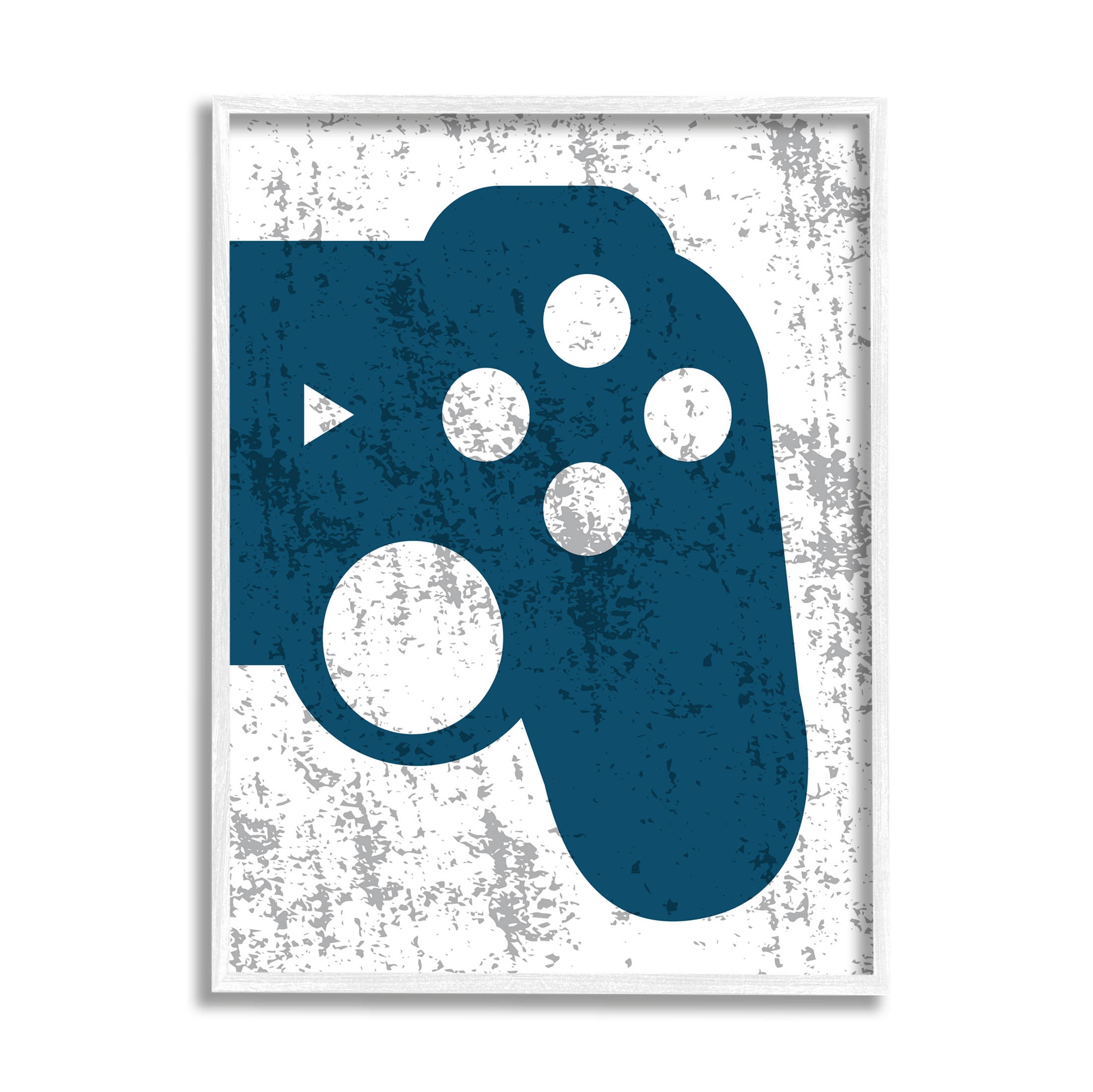 Stupell Industries Blue Gaming Controller Shape Graphic Art White Framed Art Print Wall Art, Design by Kim Allen