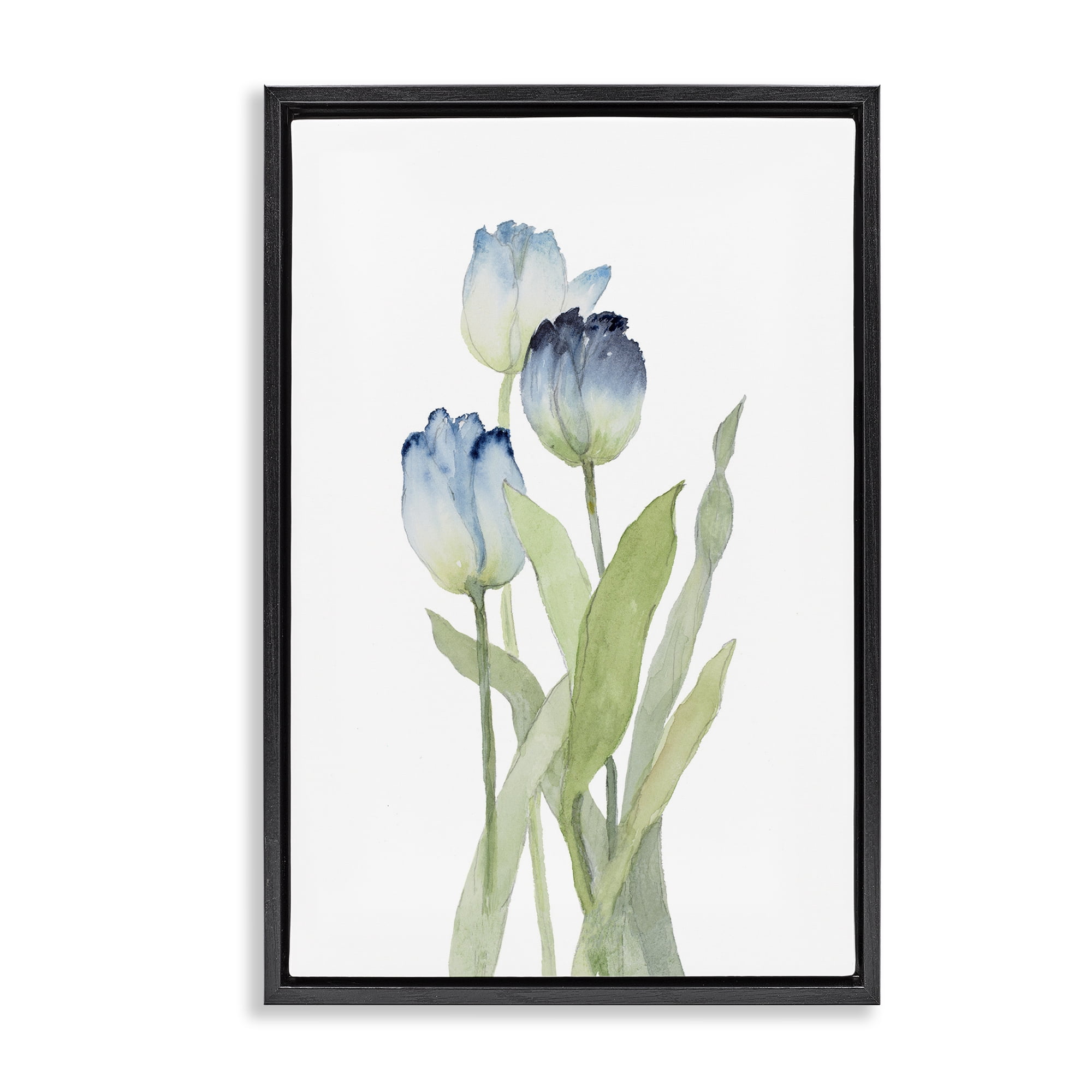Stupell Industries Blue Garden Tulips Botanical & Floral Painting Black Floater Framed Art Print Wall Art, 21 x 31