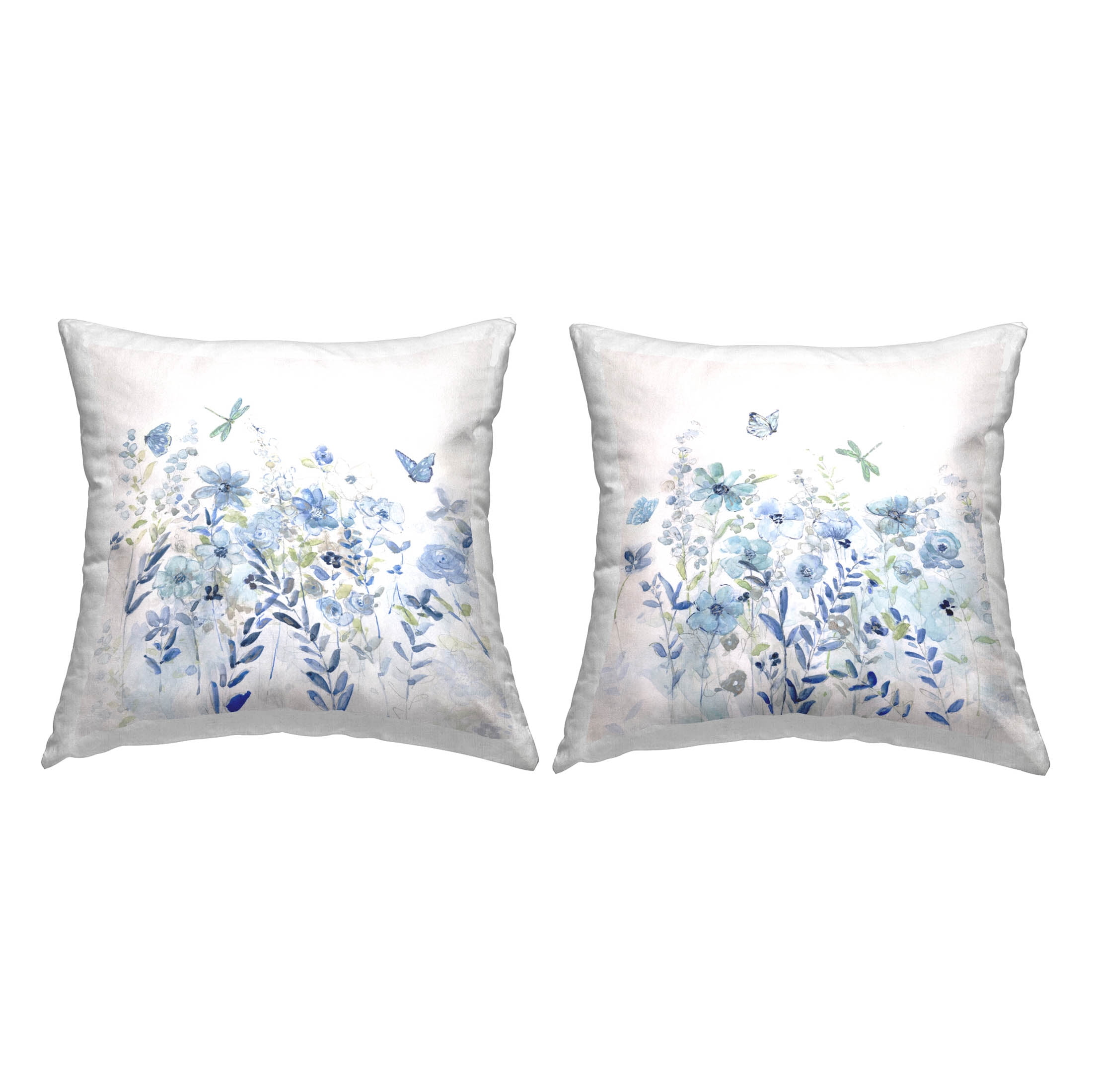 Stupell Industries Blue Garden Wildflower Blooms Printed Throw Pillow Design by Sally Swatland (Set of 2)
