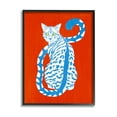 thumbnail image 1 of Stupell Industries Blue Gazing Cat Bold Modern Design Graphic Art Black Framed Art Print Wall Art, Design by Grace Popp, 1 of 8