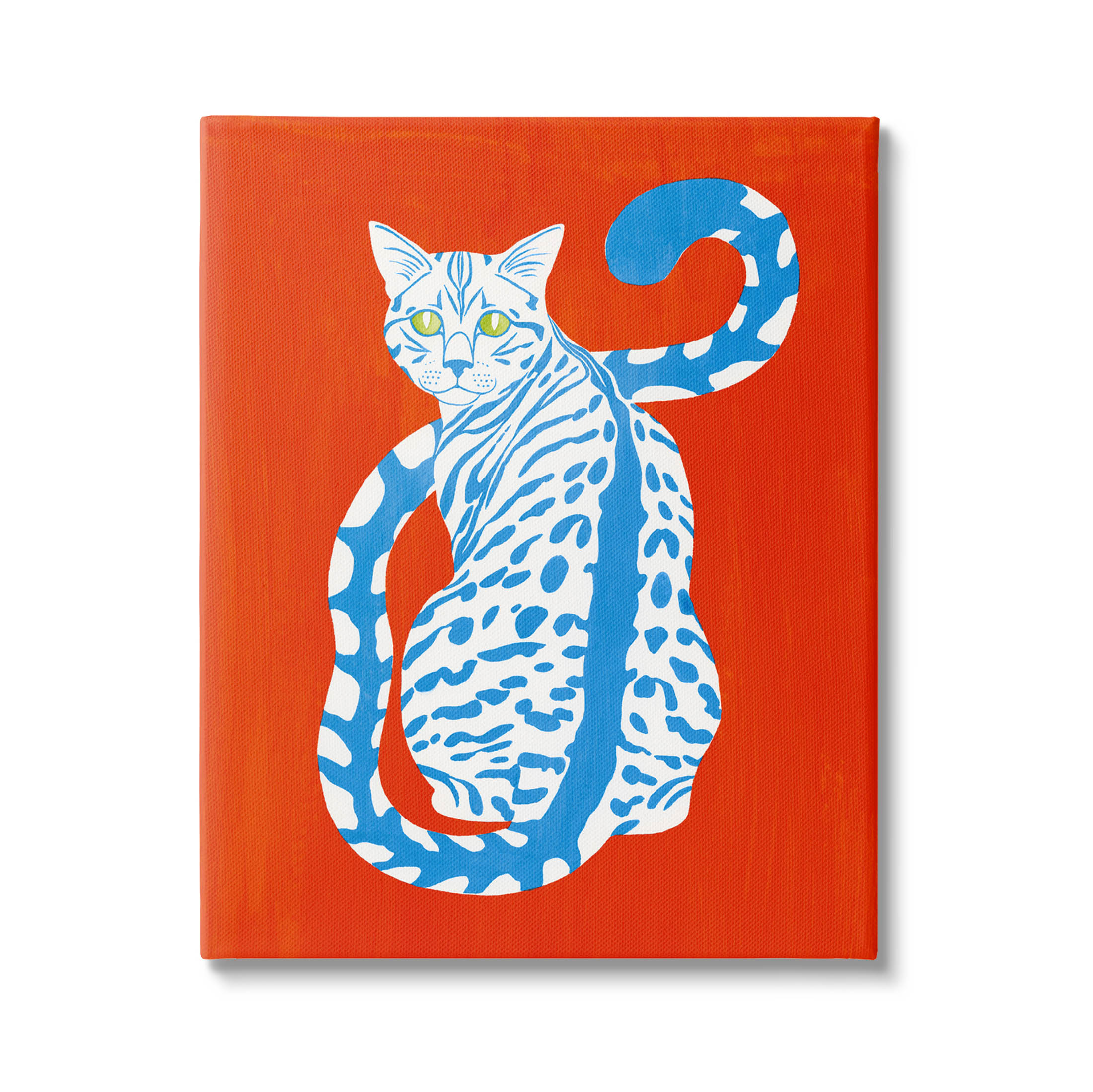 Stupell Industries Blue Gazing Cat Bold Modern Design Graphic Art Gallery Wrapped Canvas Print Wall Art, Design by Grace Popp