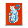 thumbnail image 1 of Stupell Industries Blue Gazing Cat Bold Modern Design Graphic Art White Framed Art Print Wall Art, Design by Grace Popp, 1 of 7