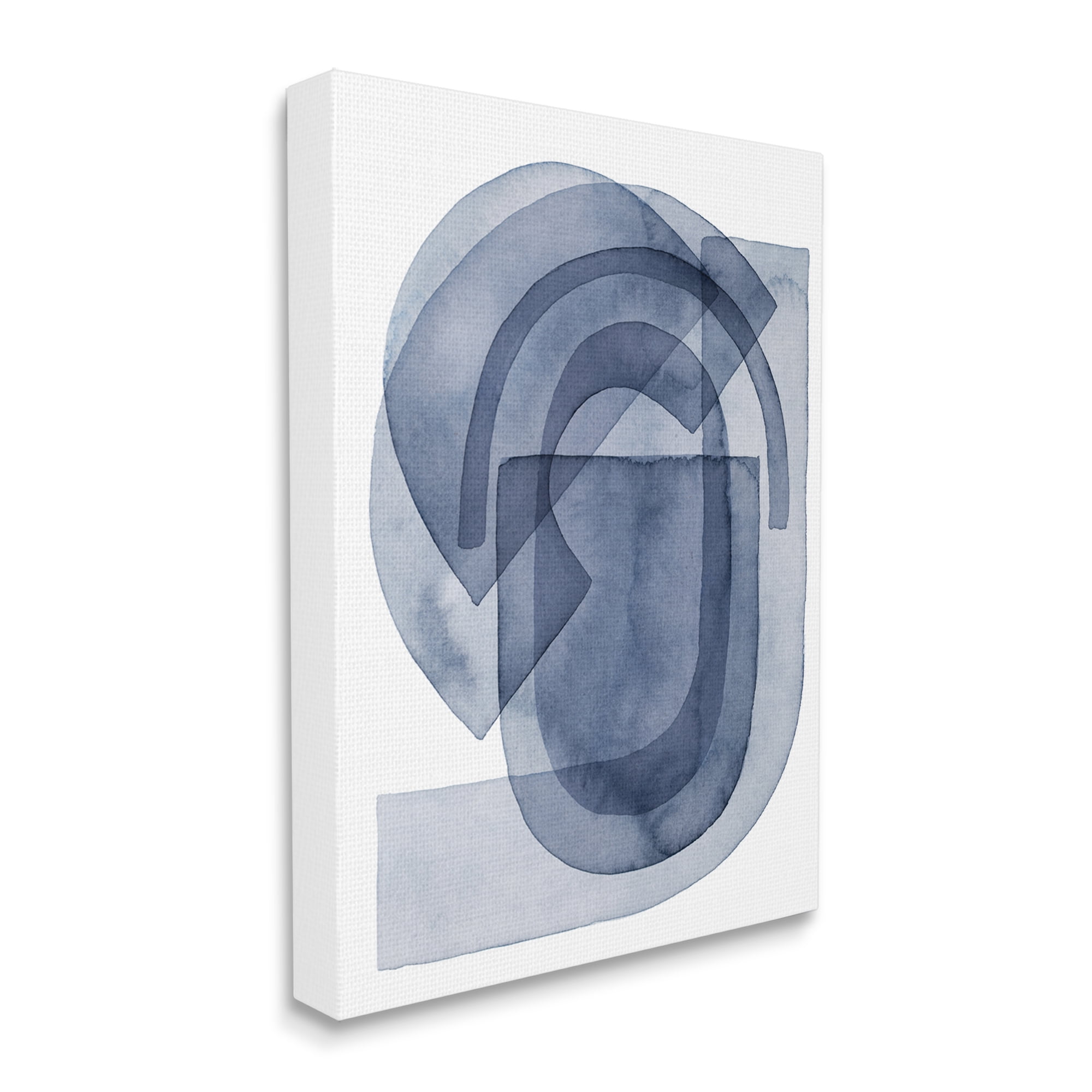 Stupell Industries Blue Gear Shape Abstraction Layered Opaque Details Abstract Painting Gallery Wrapped Canvas Art Print Wall Art, 24 x 30