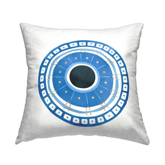 Stupell Industries Blue Geometric Patterned Spiritual Symbol Evil Eye Design by Ziwei Li Throw Pillow