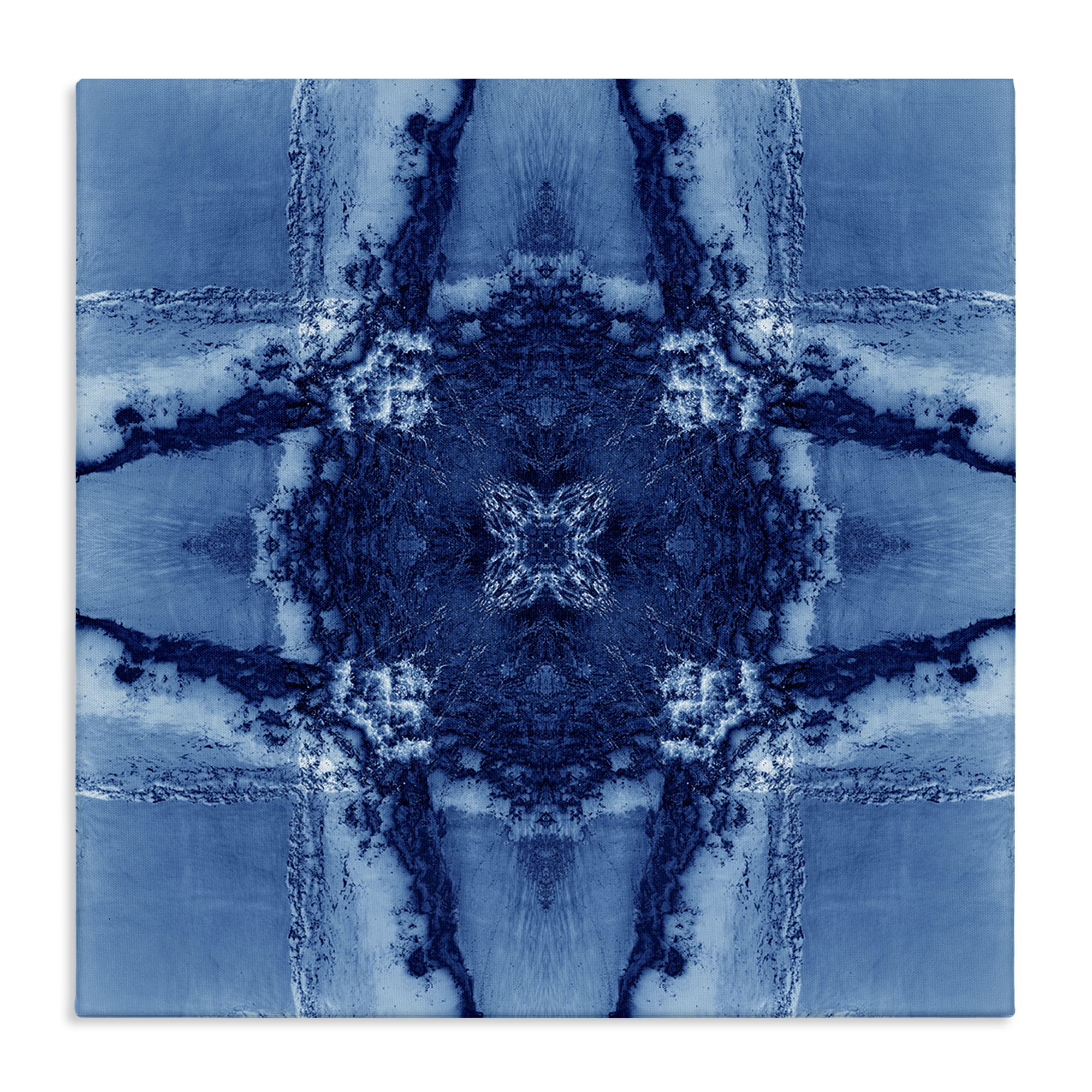 Stupell Industries Blue Geometric Shapes Abstract Painting Wrapped Canvas Art Print Wall Art, 30 x 30