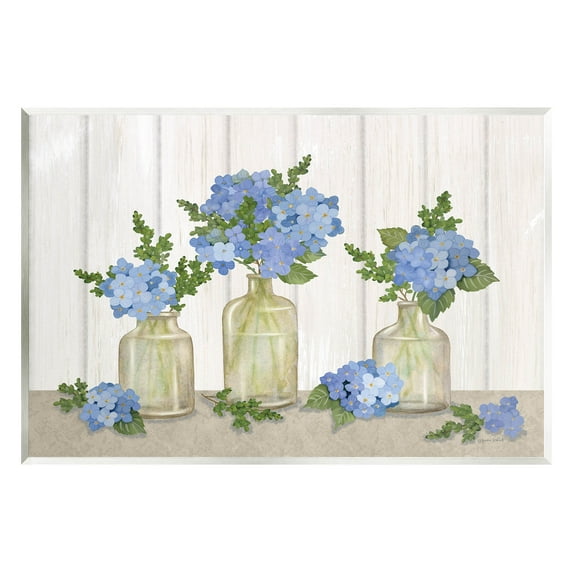 Stupell Industries Blue Geranium Flower Vases Graphic Art Unframed Art Print Wall Art, Design by Annie LaPoint