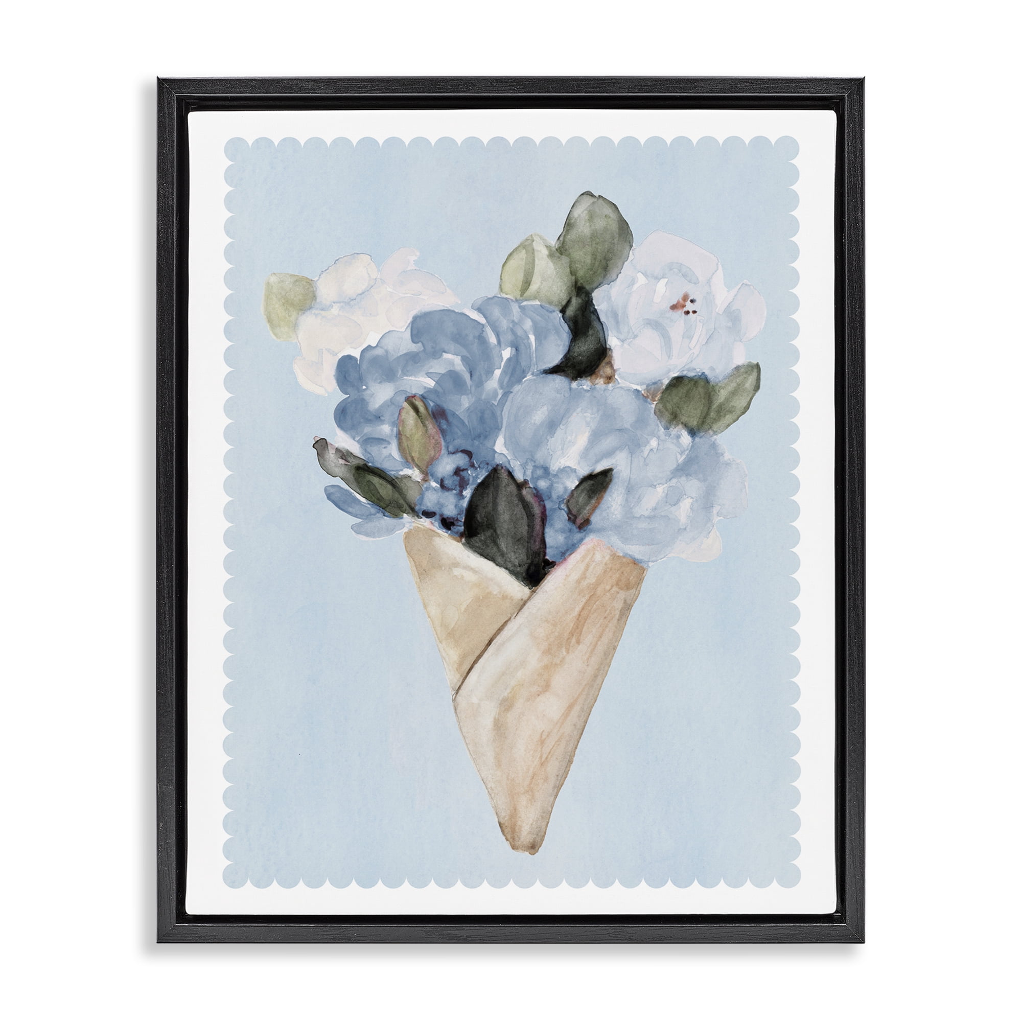 Stupell Industries Blue Gift Bouquet Black Framed Floater Canvas Wall Art, design by Lanie Loreth