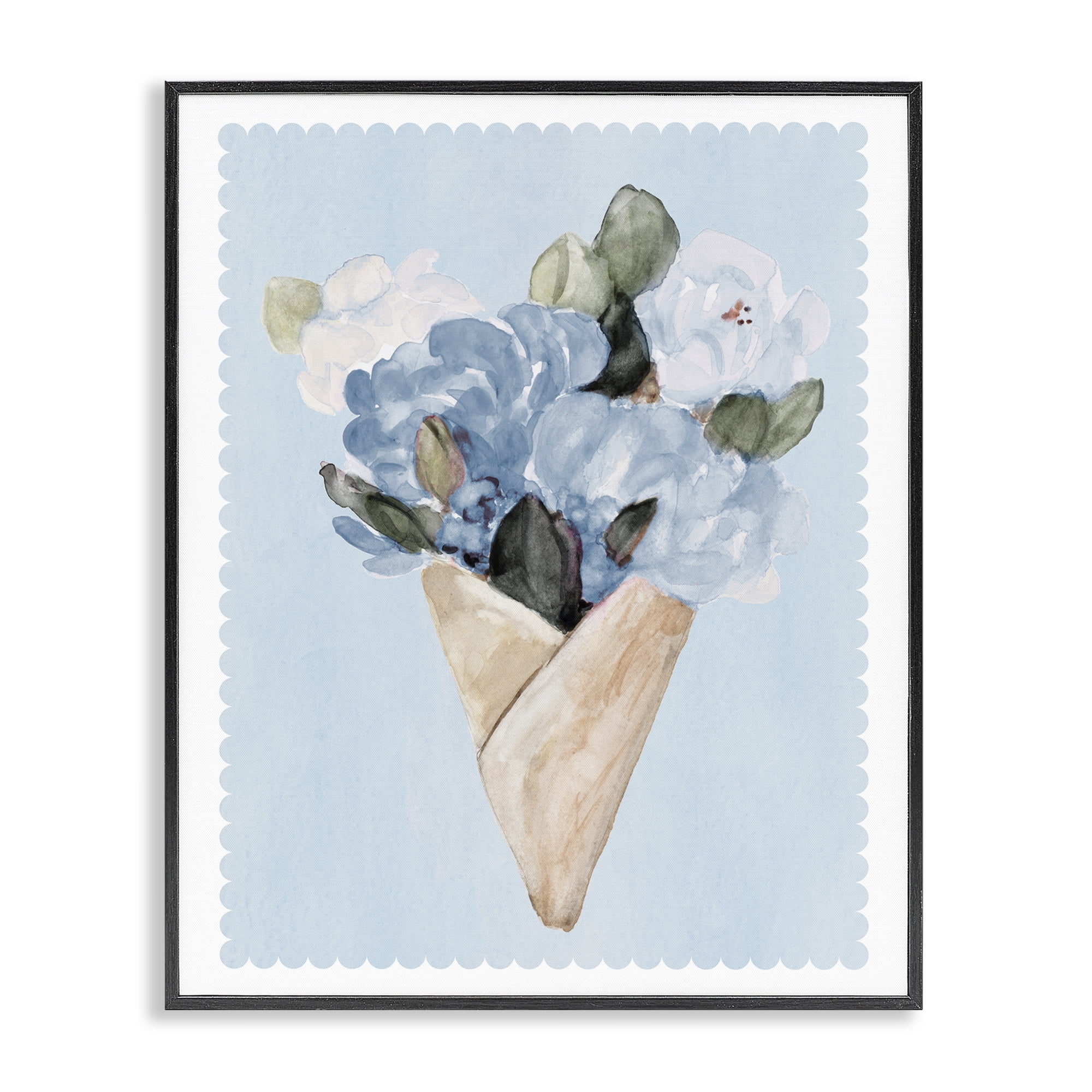 Stupell Industries Blue Gift Bouquet Black Framed Giclee Art, design by Lanie Loreth