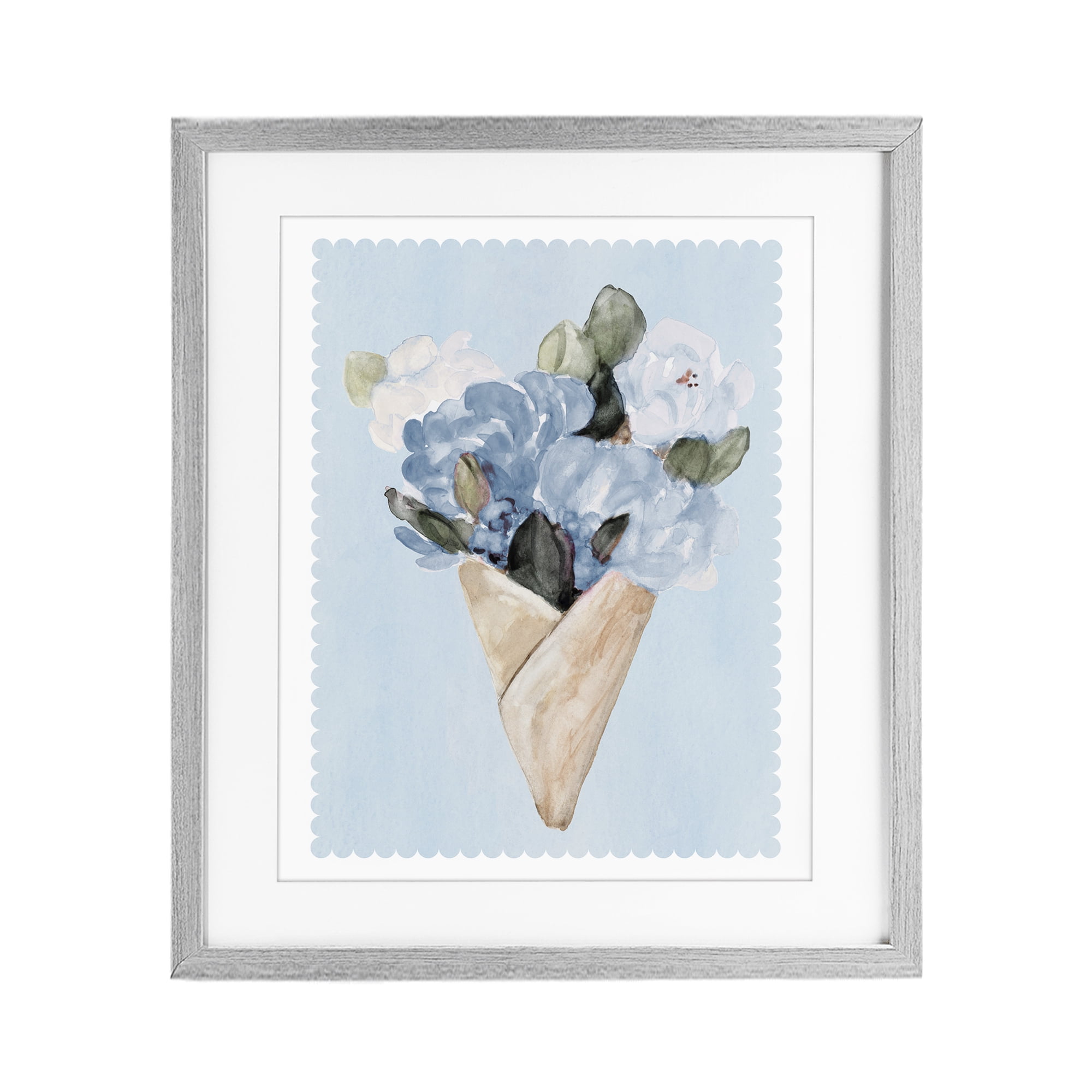 Stupell Industries Blue Gift Bouquet Gray Framed Print Under Glass, design by Lanie Loreth