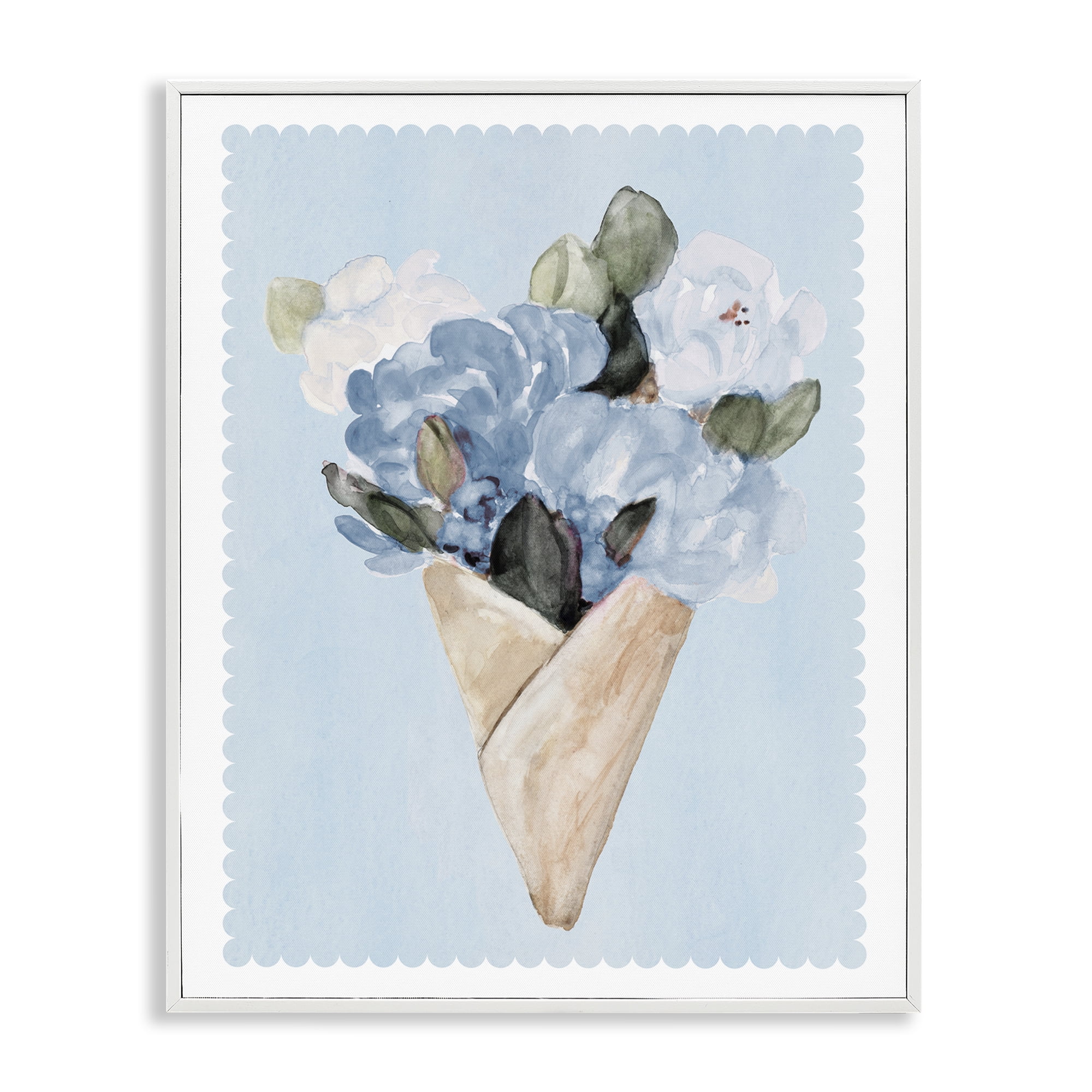 Stupell Industries Blue Gift Bouquet White Framed Giclee Art, design by Lanie Loreth