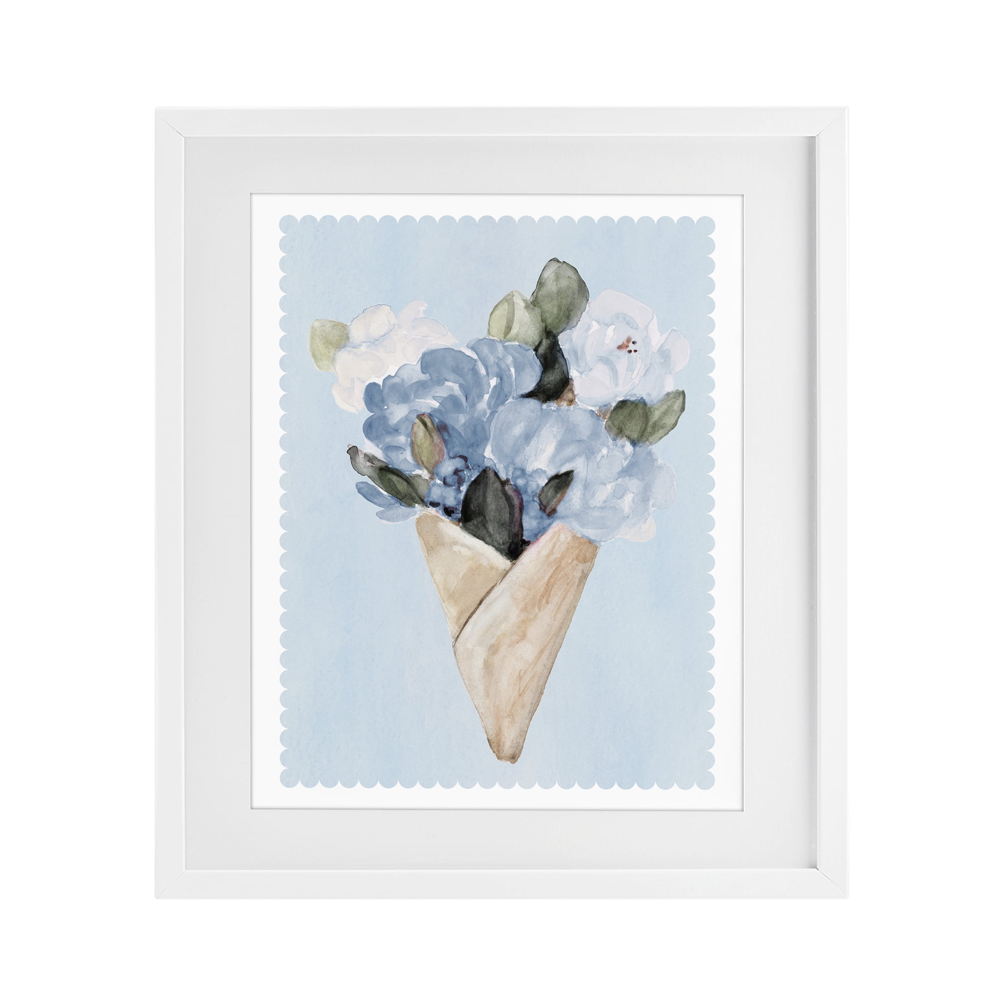 Stupell Industries Blue Gift Bouquet White Framed Print Under Glass, design by Lanie Loreth