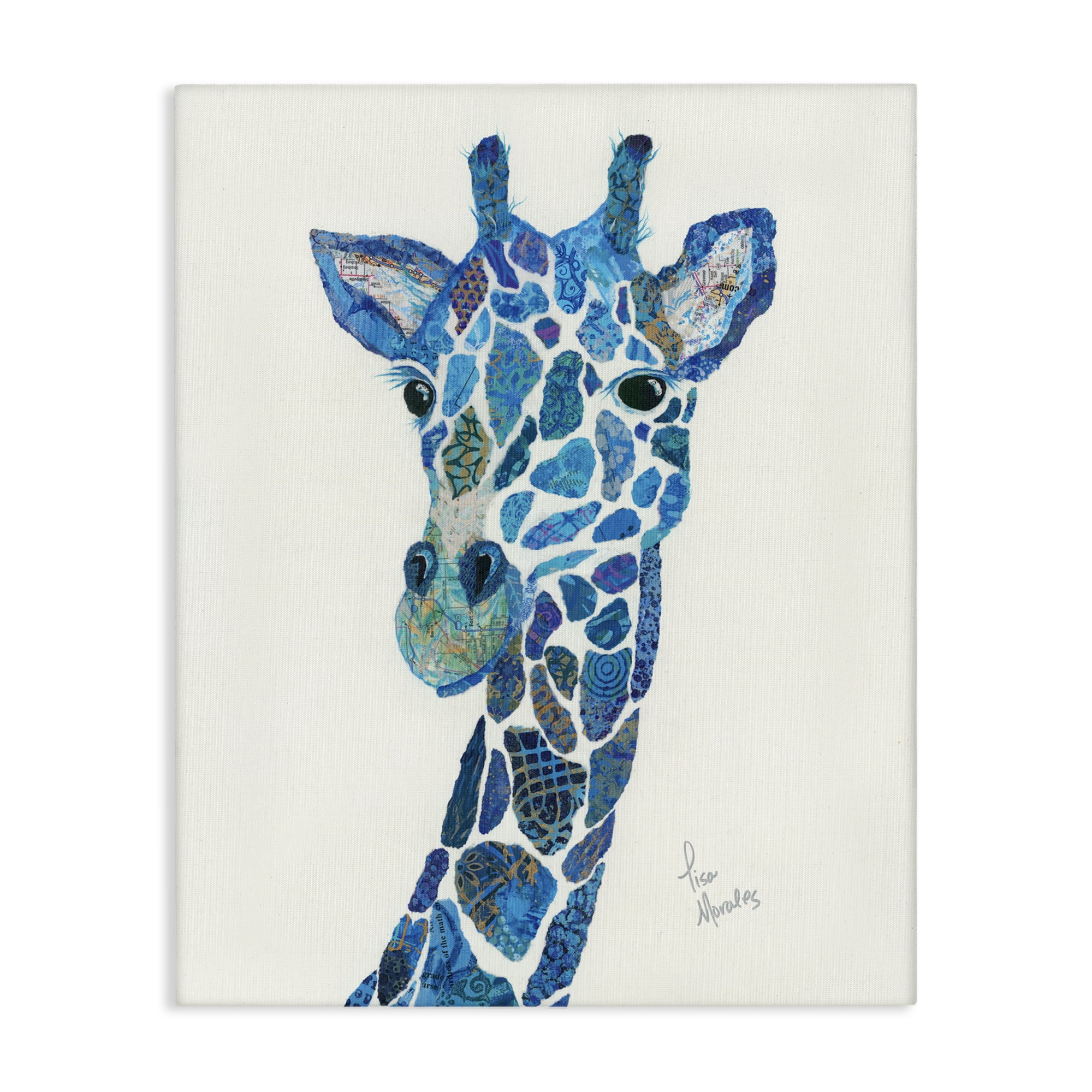 Assorted Drawings Stupell Industries Eclectic Blue Giraffe Varied Collage Assortment ...