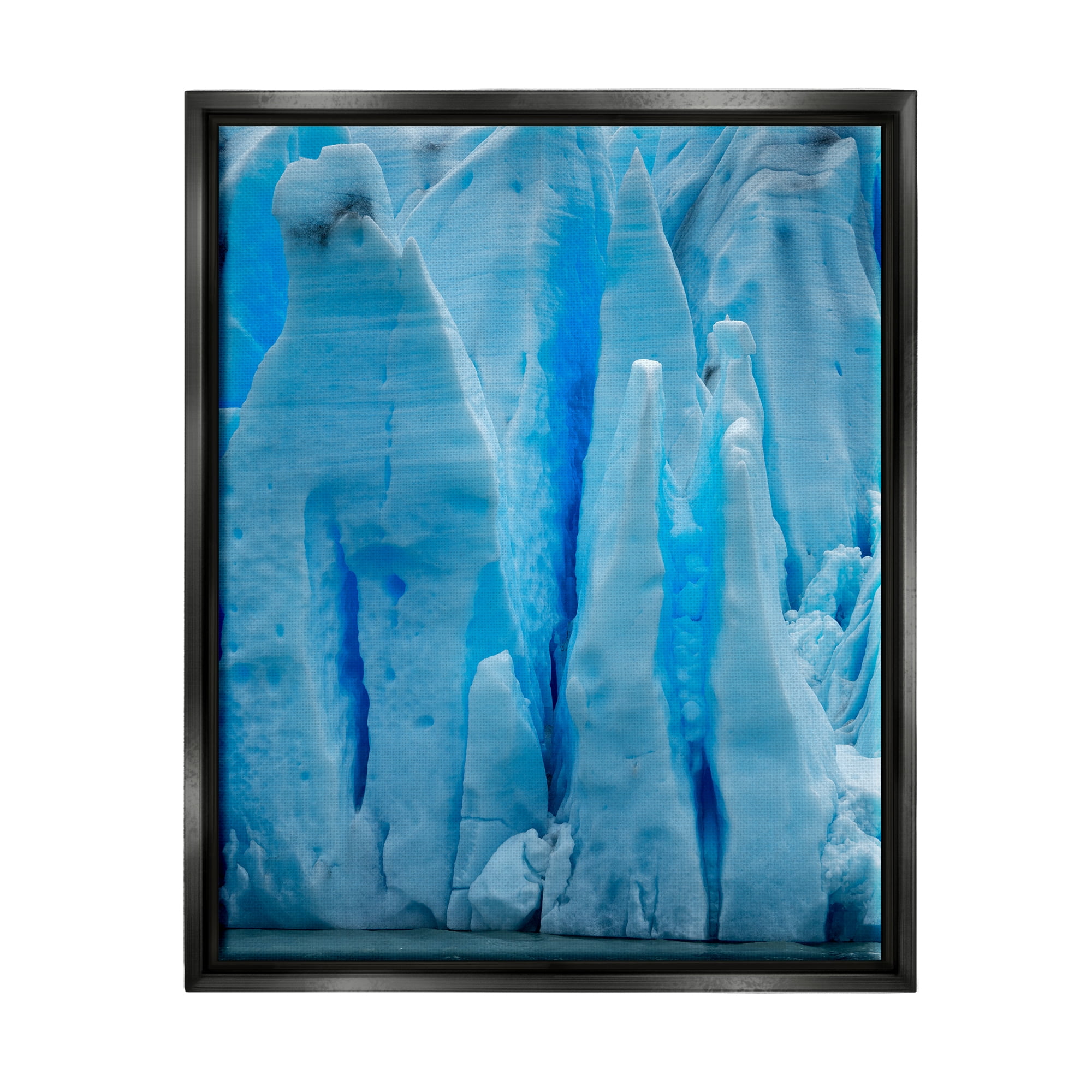 Stupell Industries Blue Glaciers Photography Nature Photography Black Floater Framed Art Print Wall Art, 25 x 31