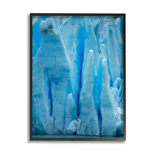 Stupell Industries Blue Glaciers Photography Nature Photography Black Framed Art Print Wall Art, 16 x 20