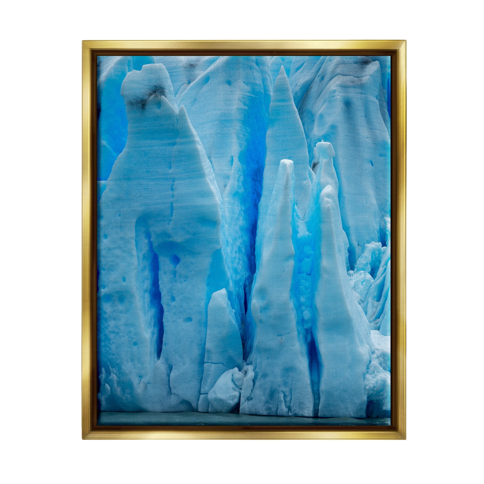Stupell Industries Blue Glaciers Photography Nature Photography Gold Floater Framed Art Print Wall Art, 25 x 31