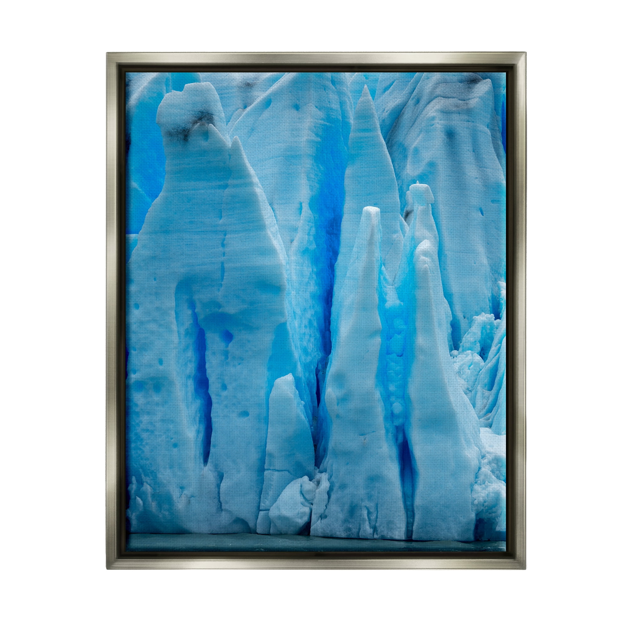 Stupell Industries Blue Glaciers Photography Nature Photography Gray Floater Framed Art Print Wall Art, 25 x 31