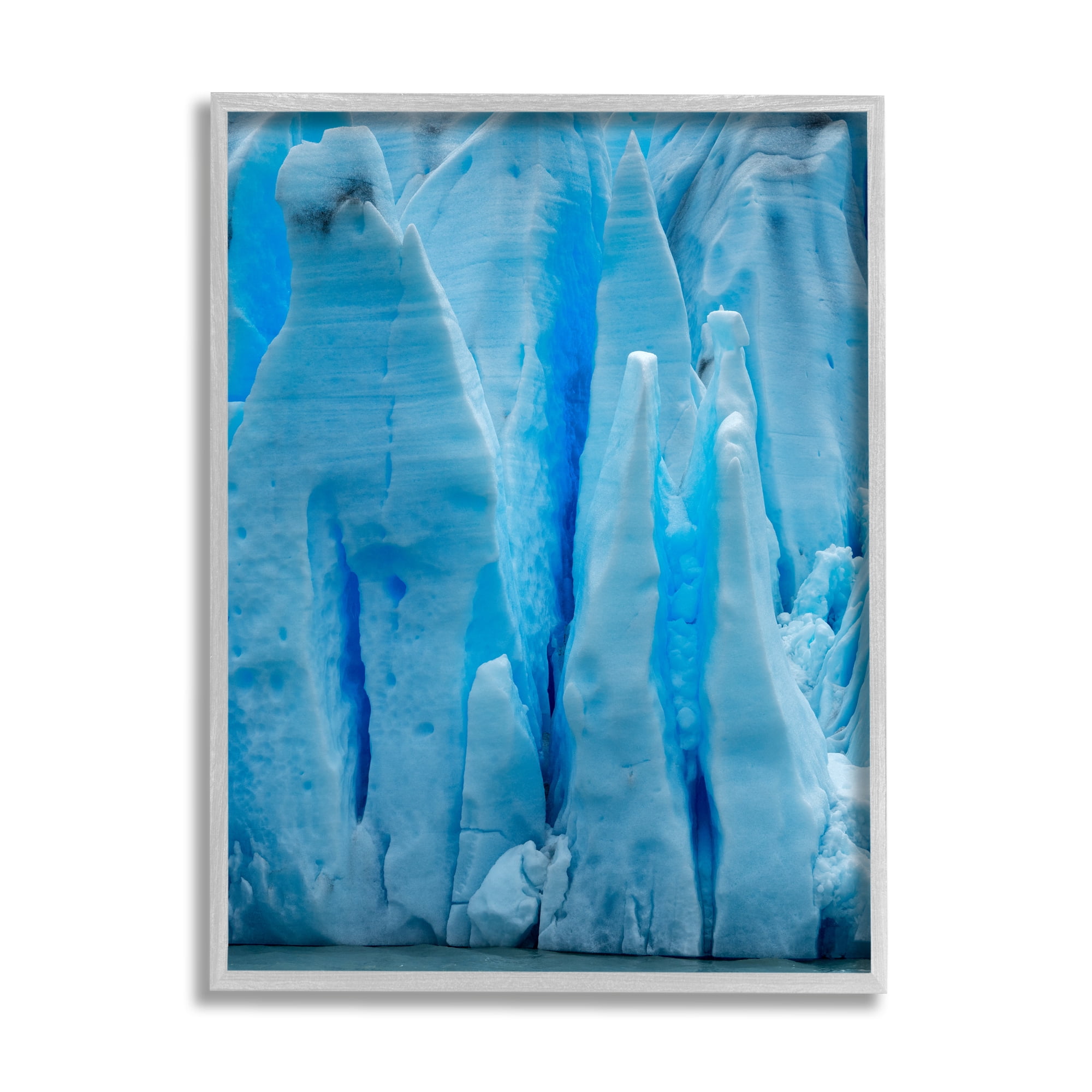 Stupell Industries Blue Glaciers Photography Nature Photography Gray Framed Art Print Wall Art, 11 x 14