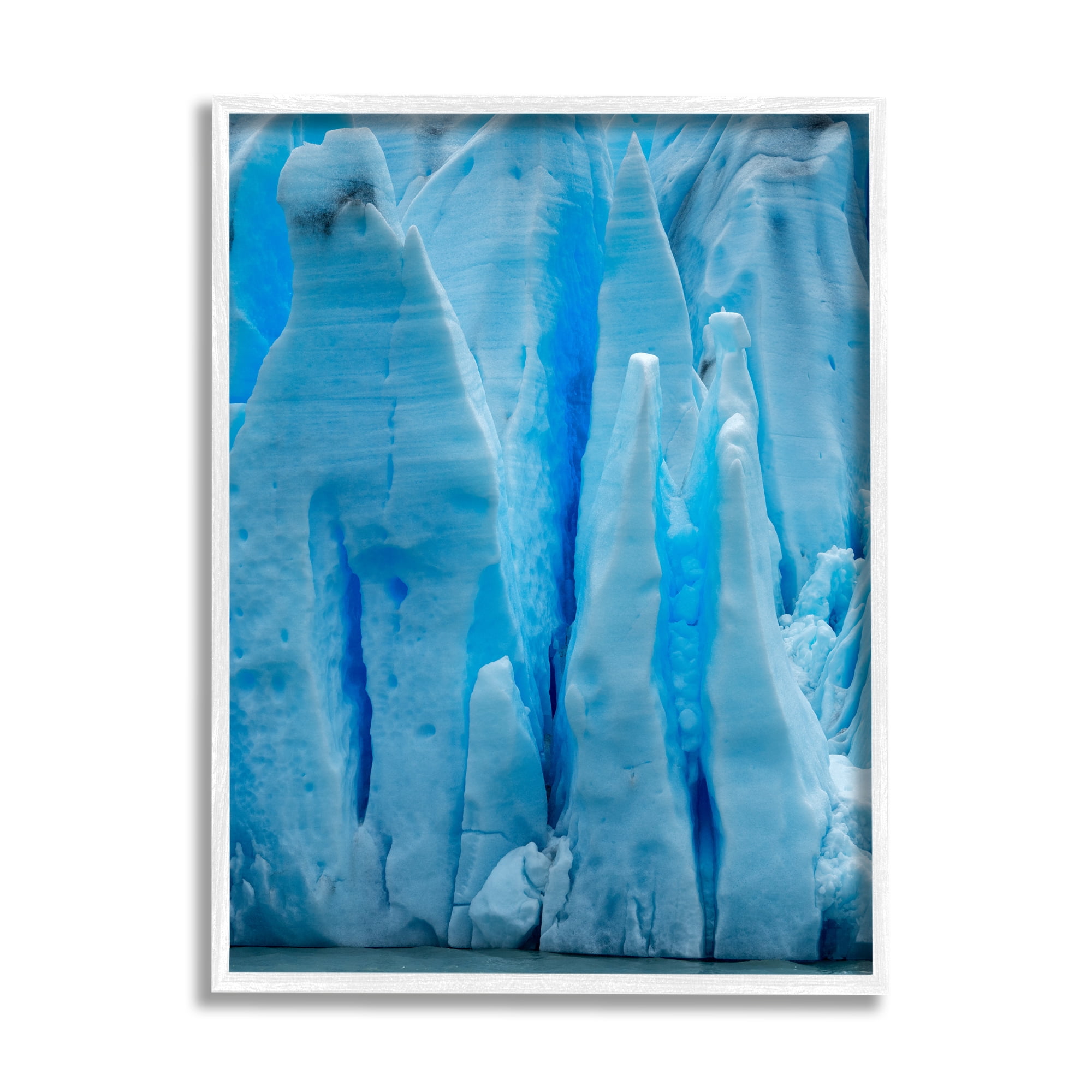 Stupell Industries Blue Glaciers Photography Nature Photography White Framed Art Print Wall Art, 24 x 30
